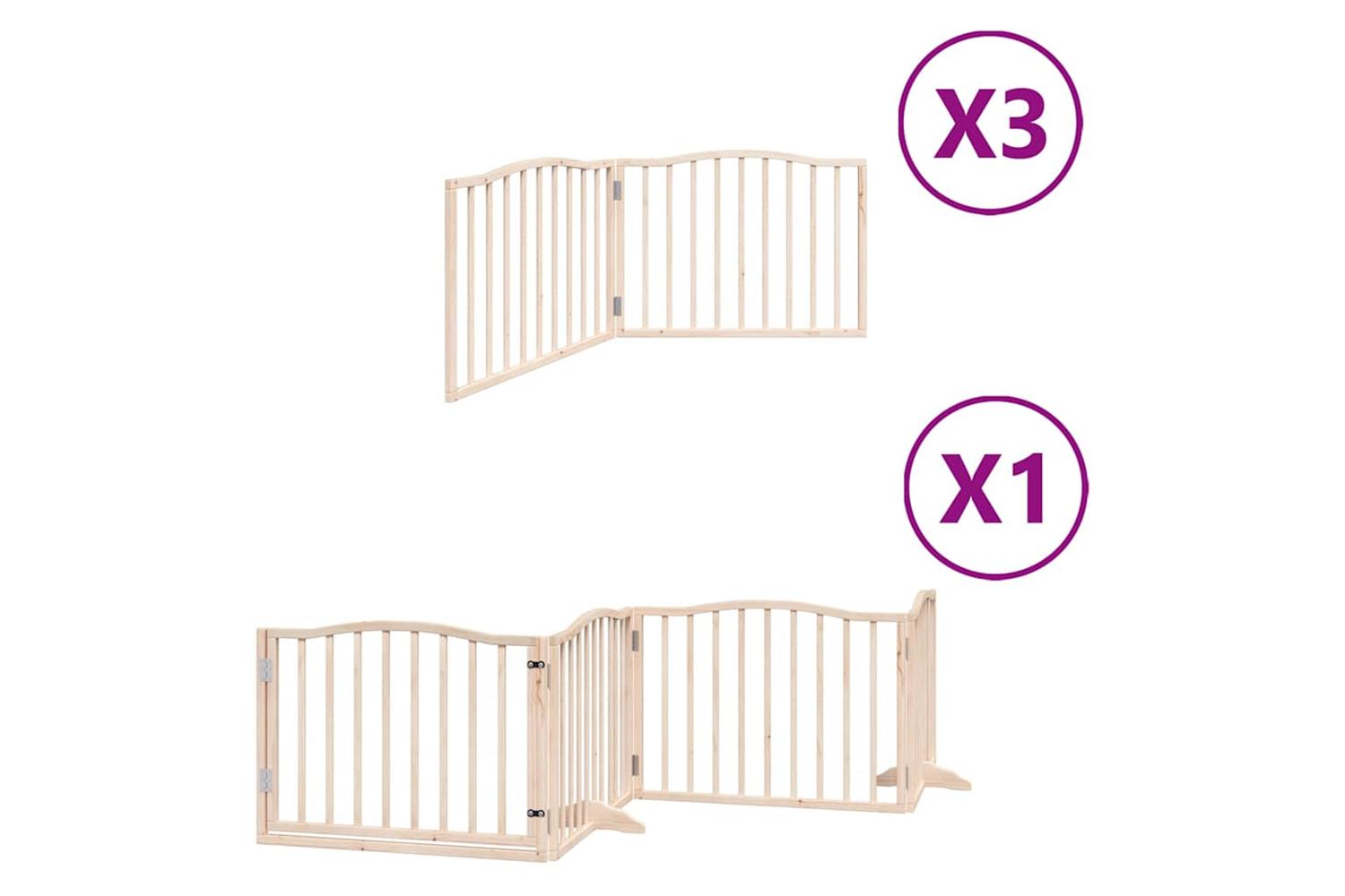Vidaxl Dog Gate With Door Foldable 10 Panels 800 Cm Poplar Wood