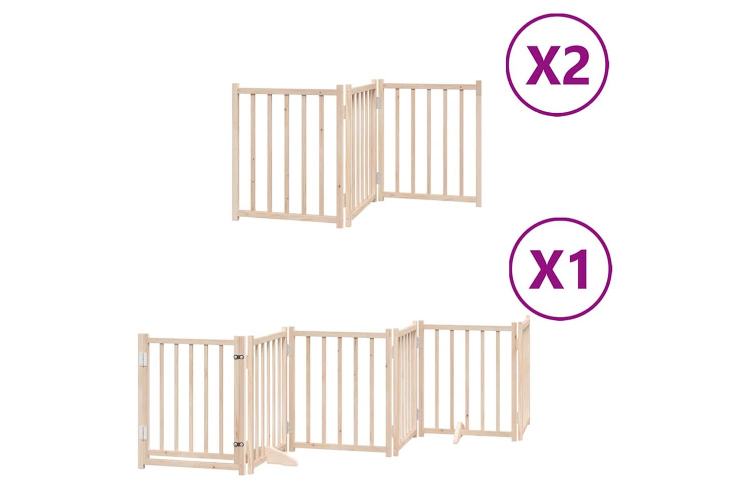Vidaxl Dog Gate With Door Foldable 12 Panels 600 Cm Poplar Wood