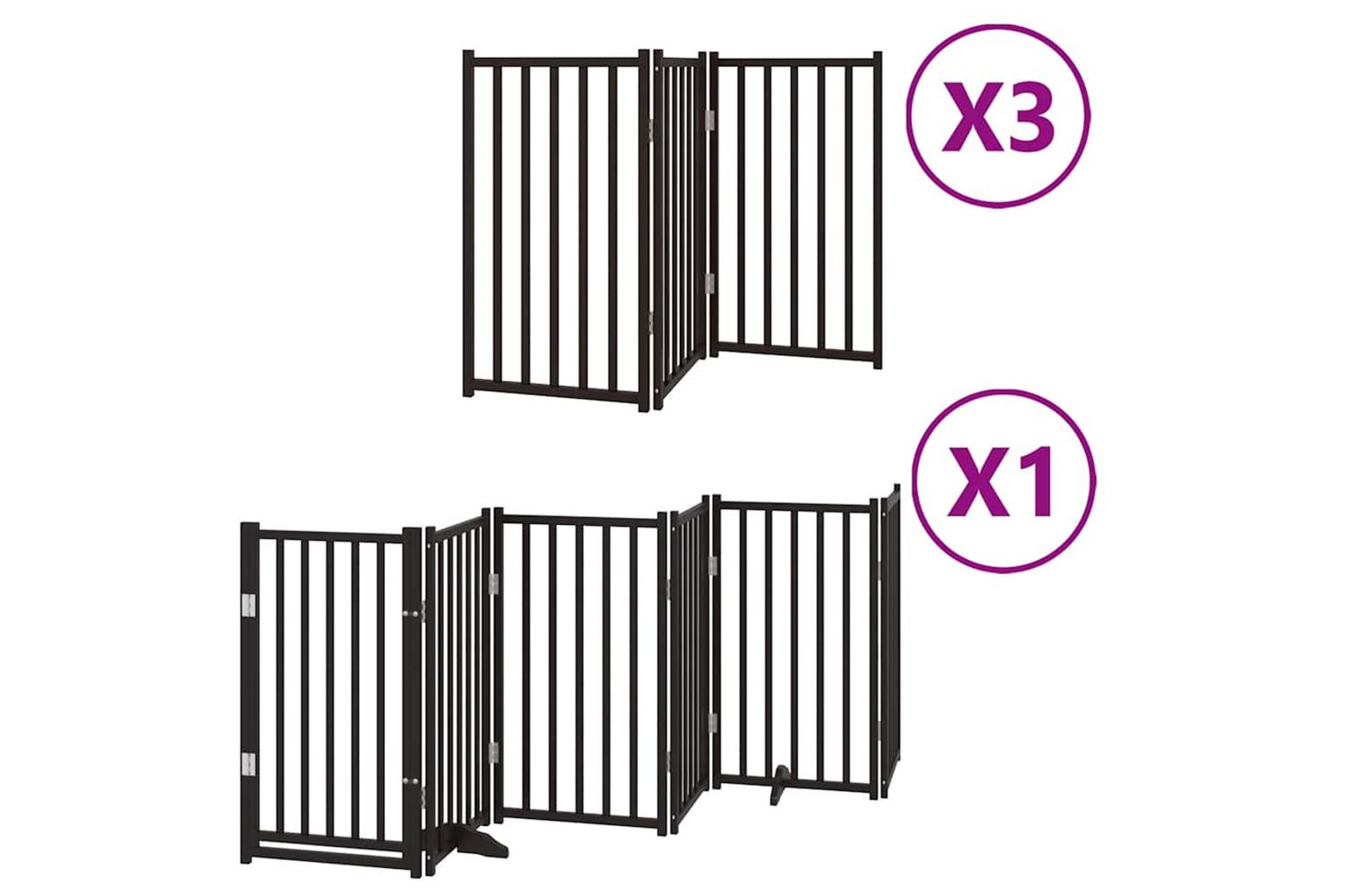 Vidaxl Dog Gate With Door Foldable 15 Panels Black 750 Cm Poplar Wood