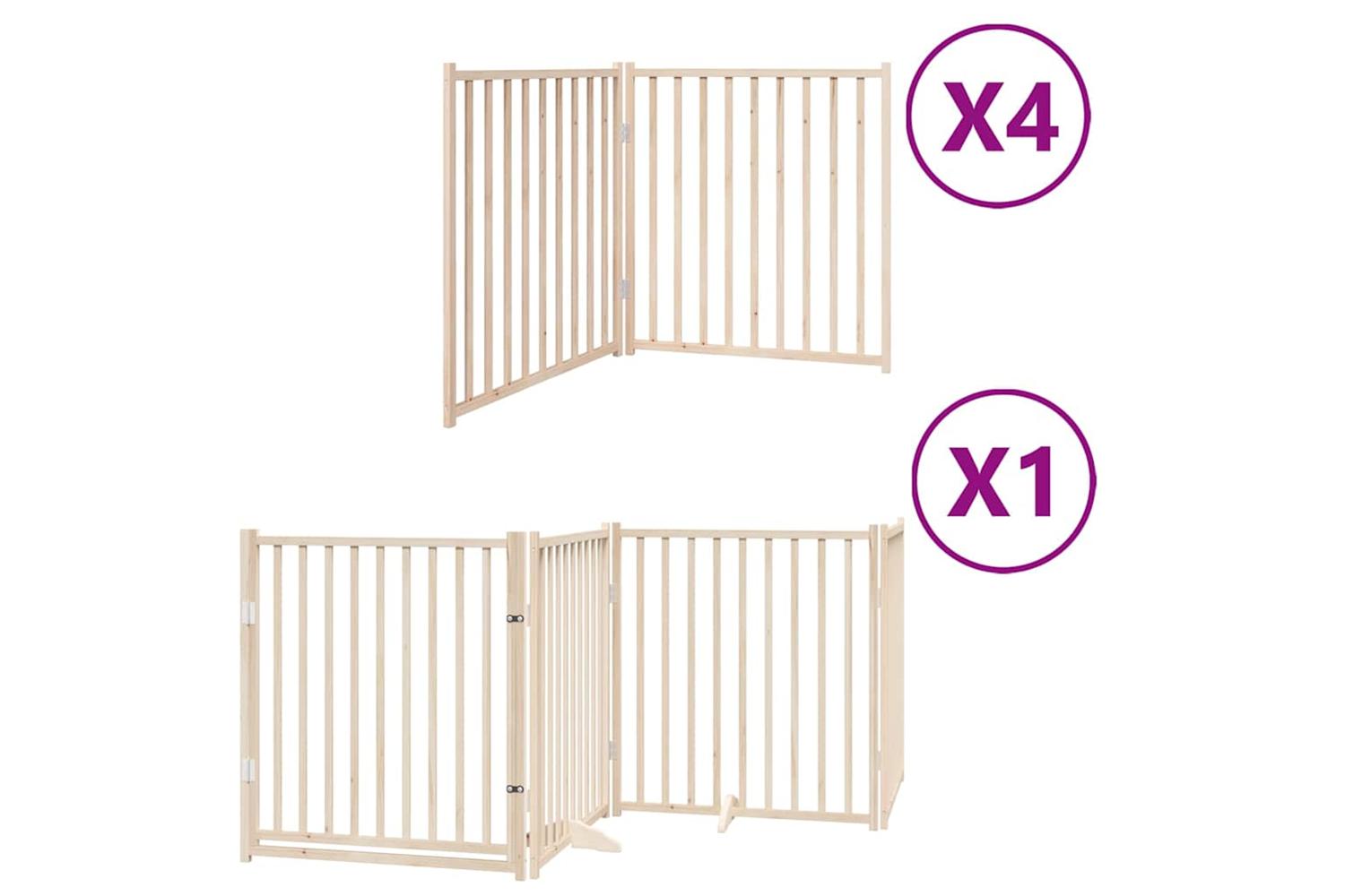 Vidaxl Dog Gate With Door Foldable 12 Panels 960 Cm Poplar Wood