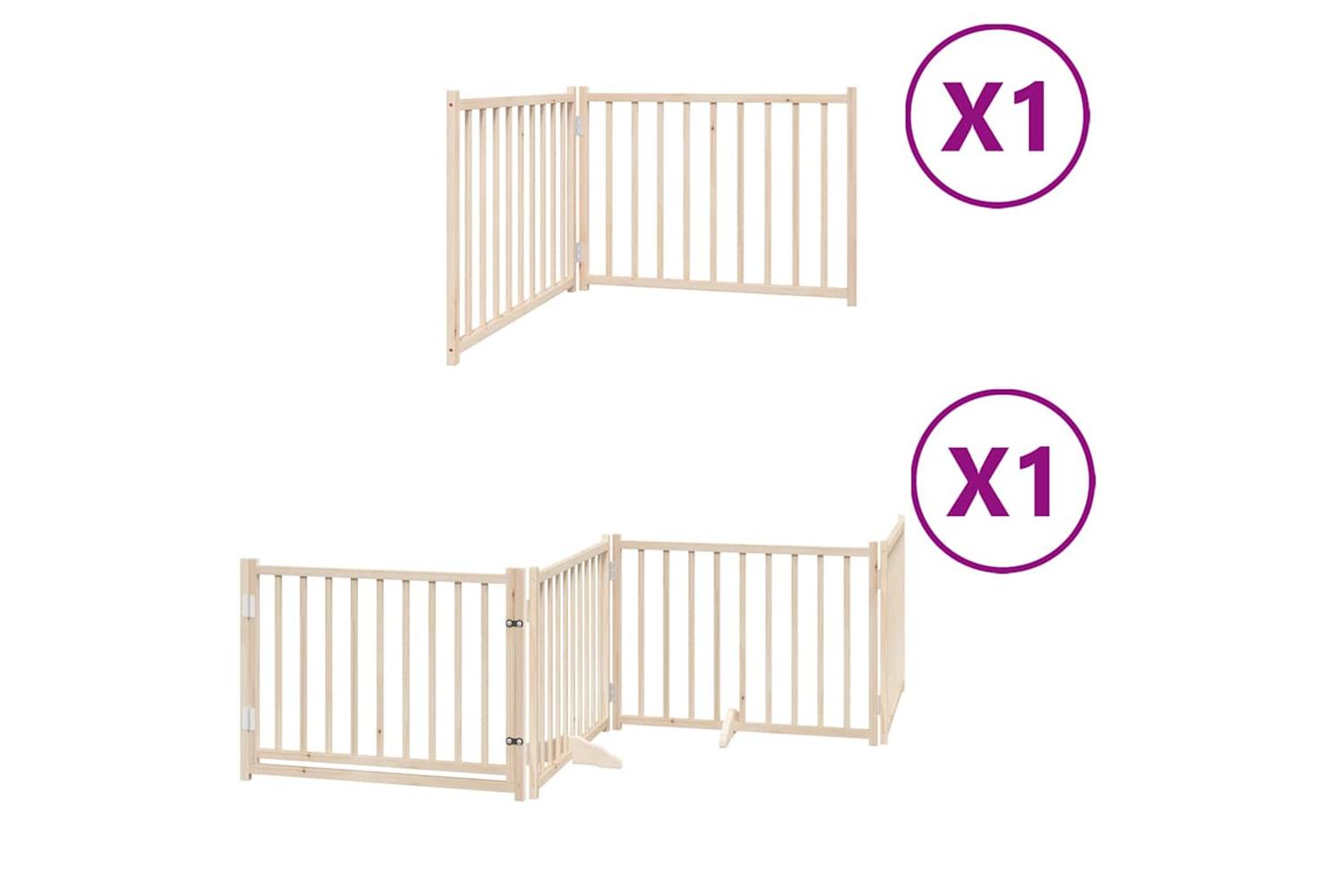 Vidaxl Dog Gate With Door Foldable 6 Panels 480 Cm Poplar Wood