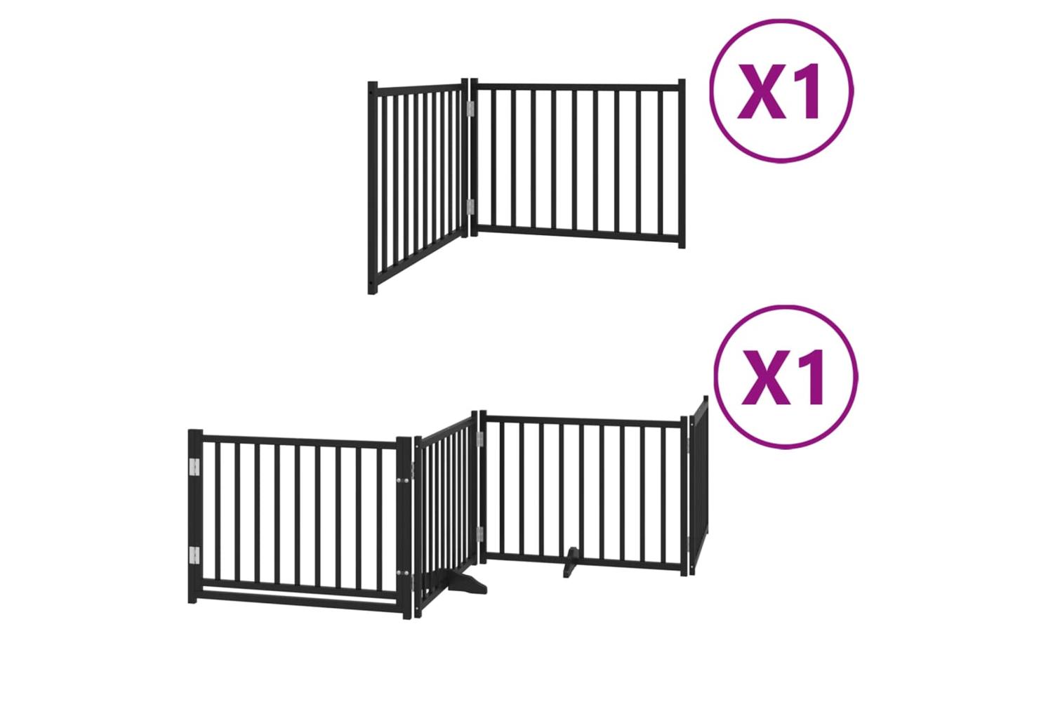 Vidaxl Dog Gate With Door Foldable 6 Panels Black 480 Cm Poplar Wood