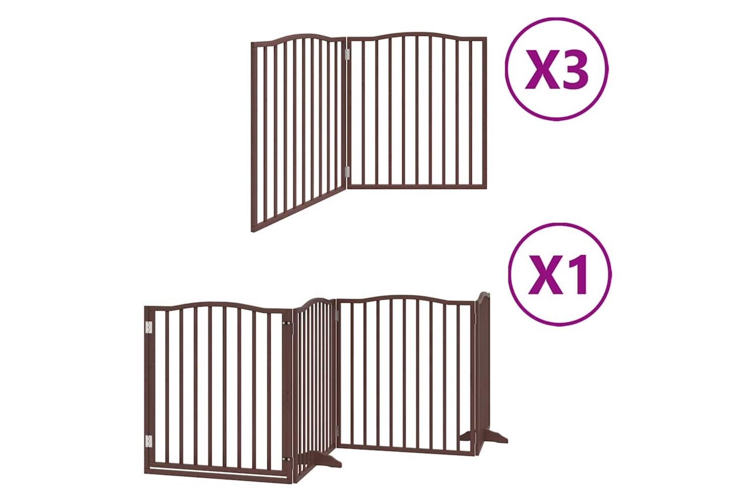 Vidaxl Dog Gate With Door Foldable 10 Panels Brown 800 Cm Poplar Wood