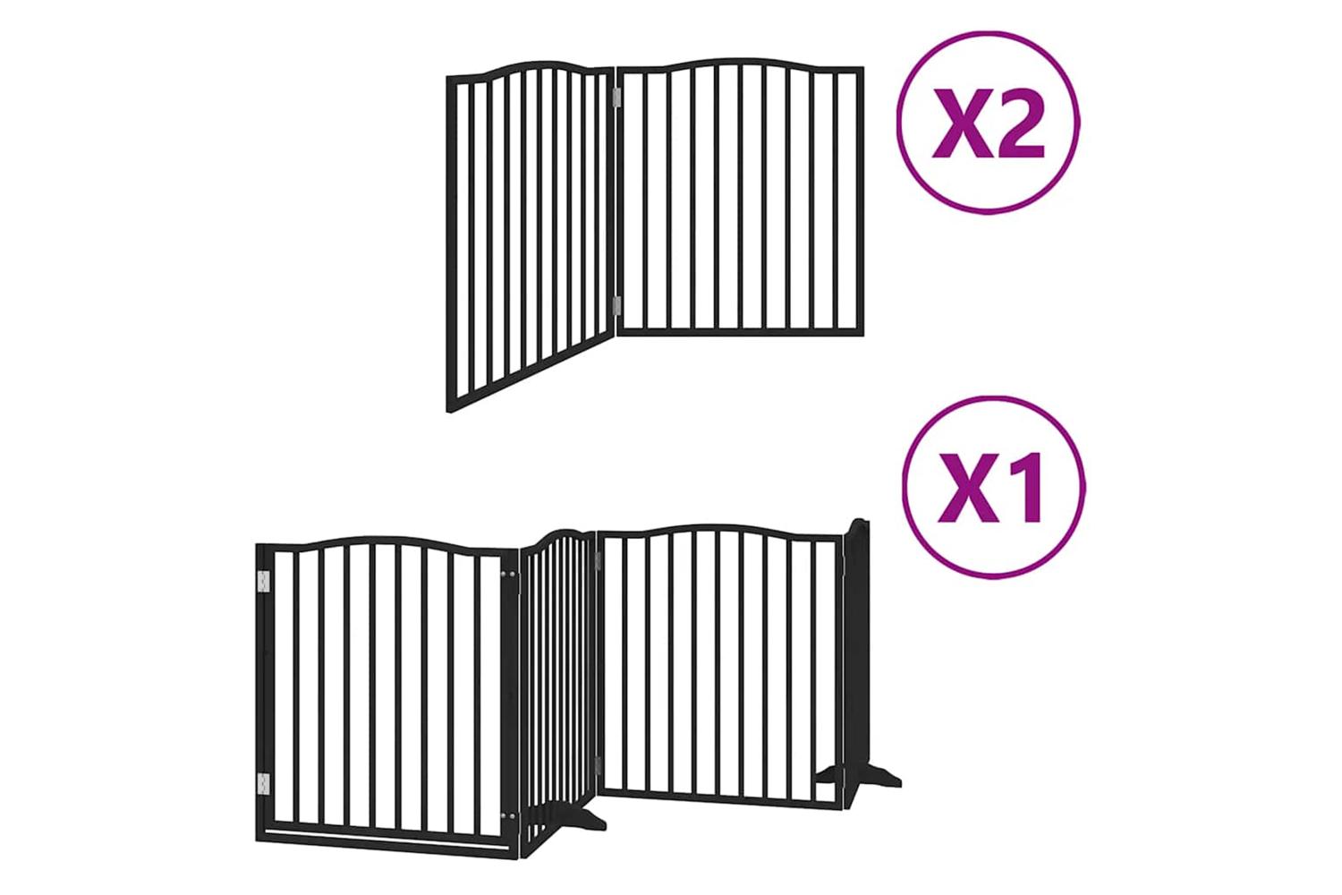 Vidaxl Dog Gate With Door Foldable 8 Panels Black 640 Cm Poplar Wood