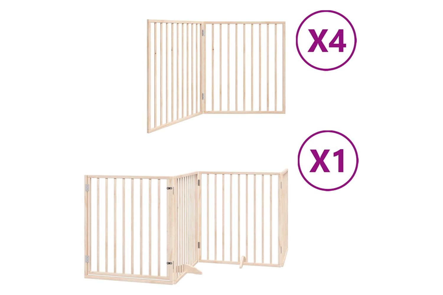 Vidaxl Dog Gate With Door Foldable 12 Panels 960 Cm Poplar Wood
