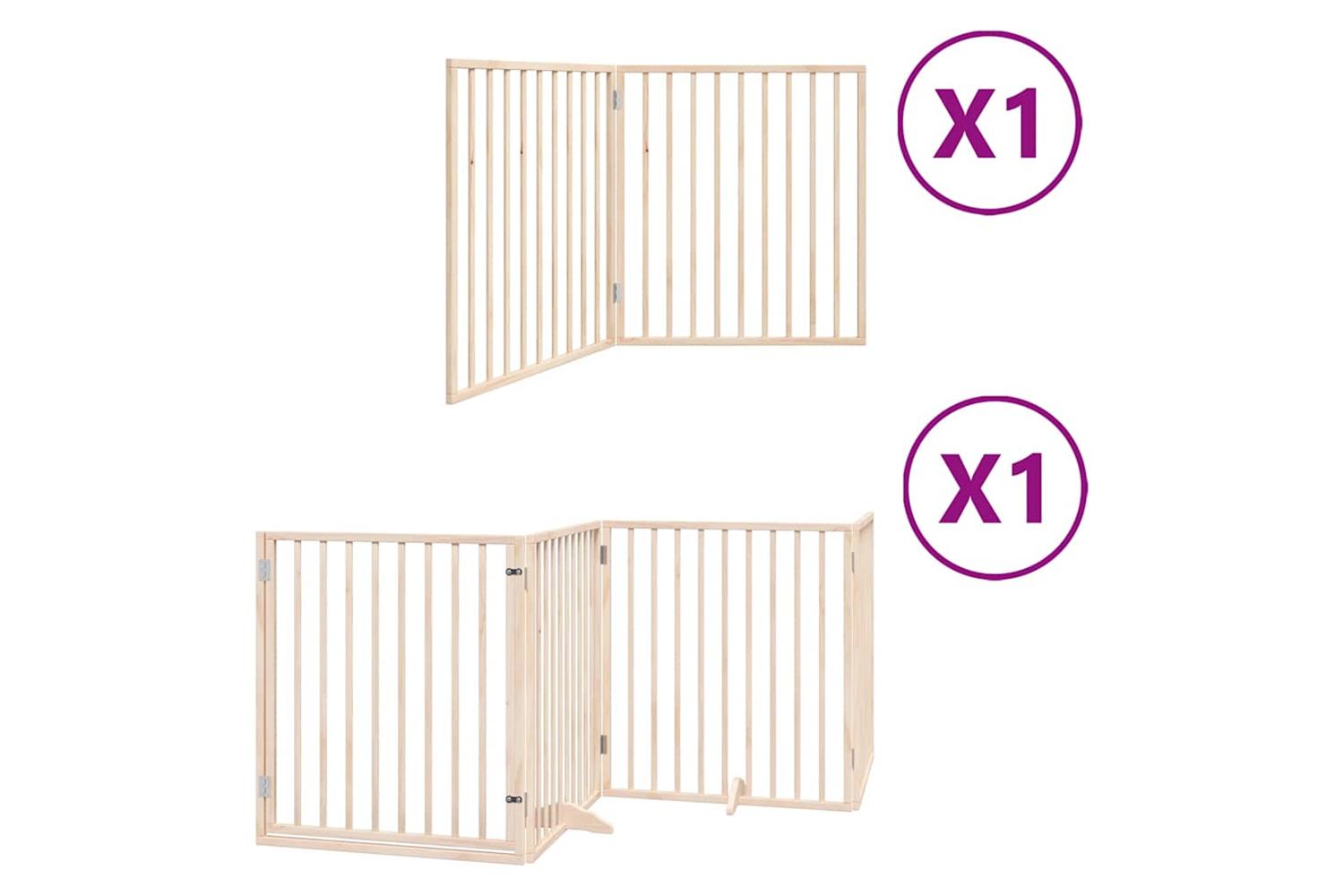 Vidaxl Dog Gate With Door Foldable 6 Panels 480 Cm Poplar Wood
