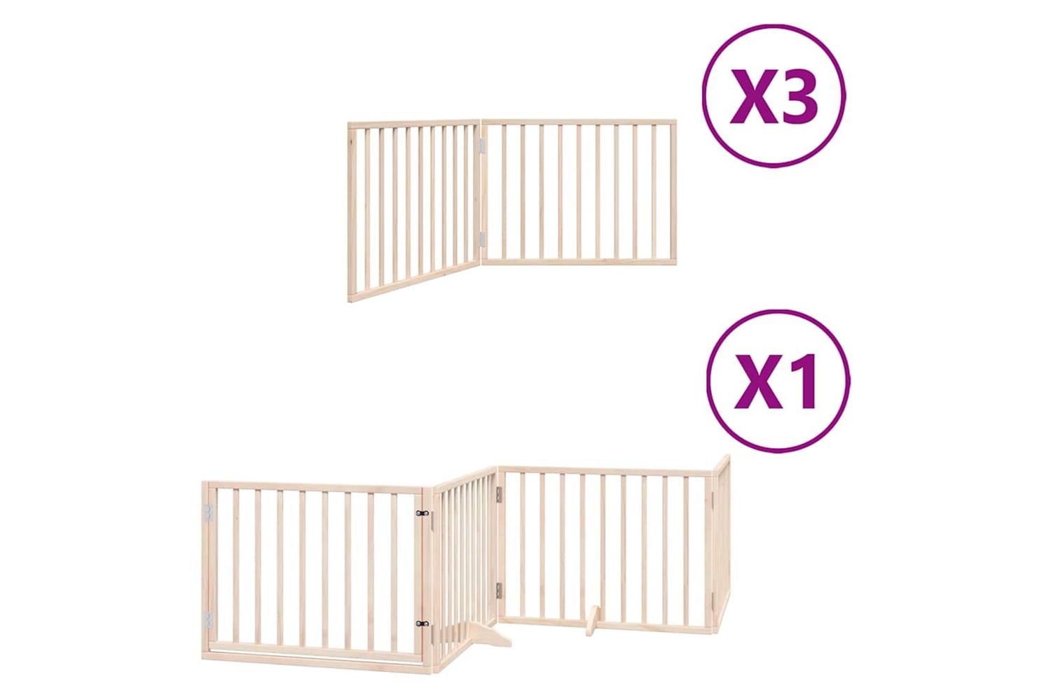 Vidaxl Dog Gate With Door Foldable 10 Panels 800 Cm Poplar Wood