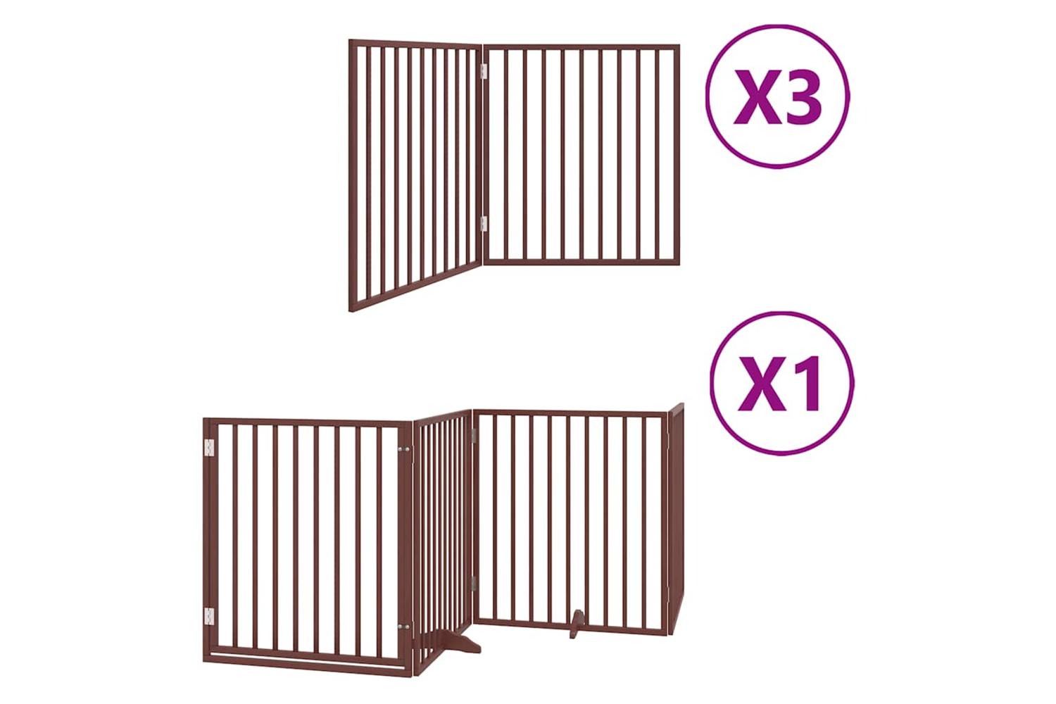 Vidaxl Dog Gate With Door Foldable 10 Panels Brown 800 Cm Poplar Wood