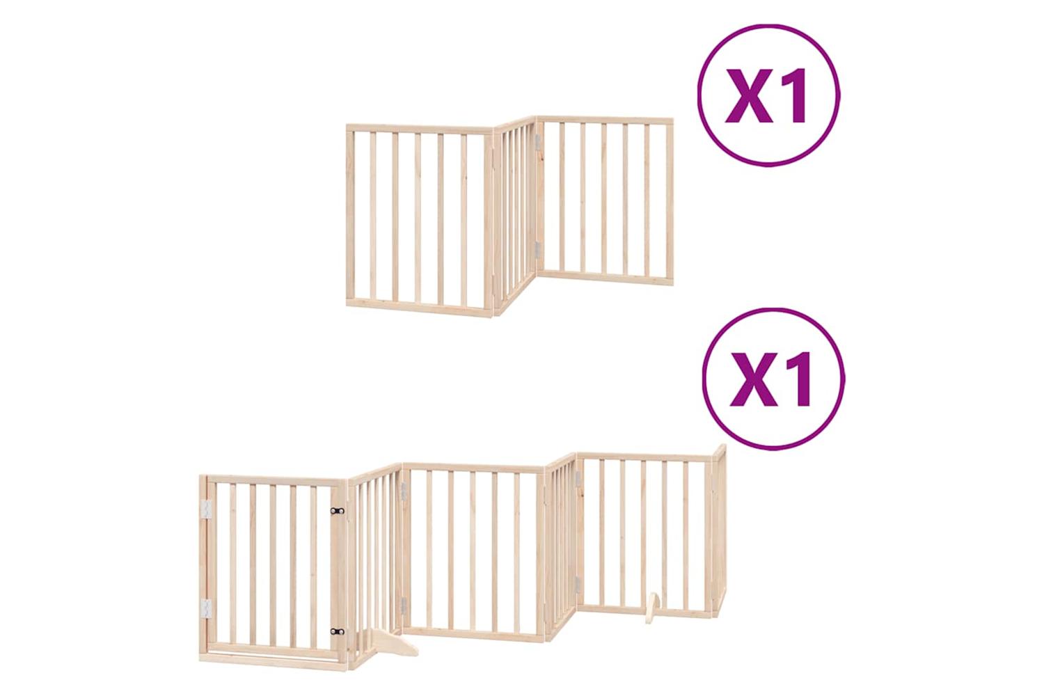 Vidaxl Dog Gate With Door Foldable 9 Panels 450 Cm Poplar Wood