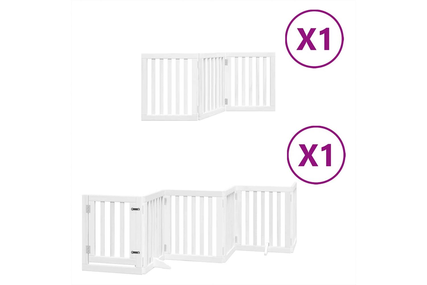 Vidaxl Dog Gate With Door Foldable 9 Panels White 450 Cm Poplar Wood