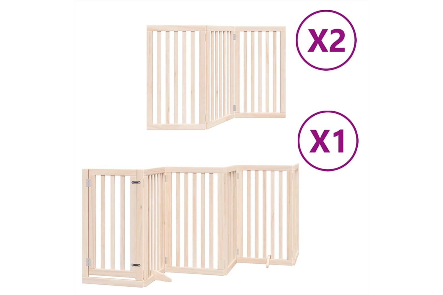 Vidaxl Dog Gate With Door Foldable 12 Panels 600 Cm Poplar Wood