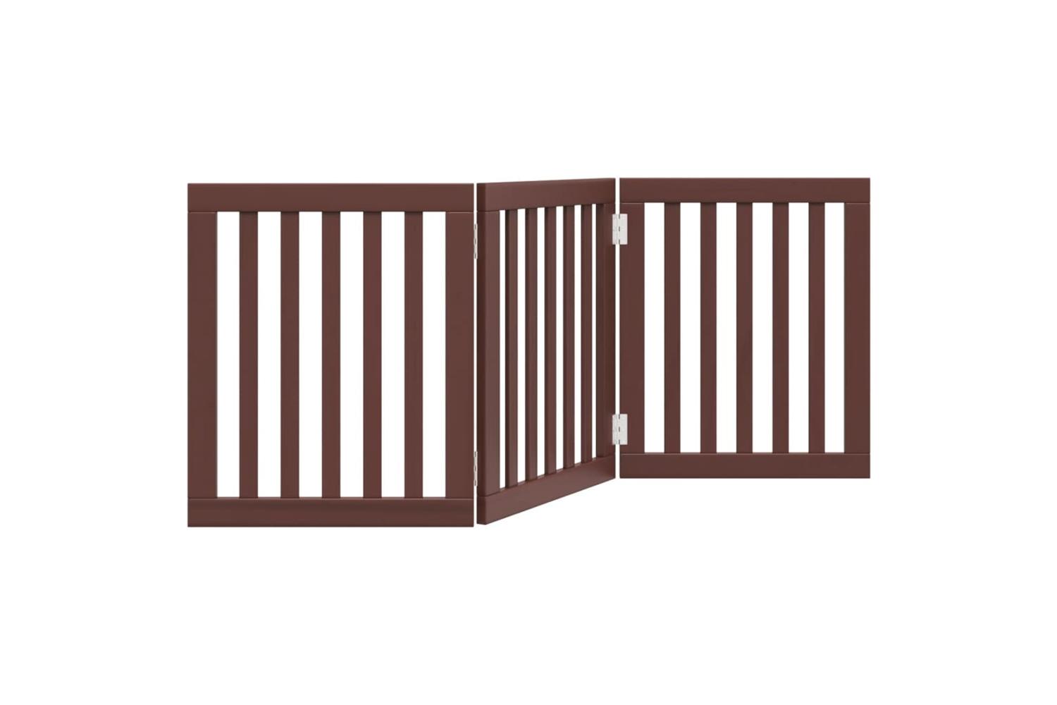 Vidaxl Dog Gate Foldable 3 Panels Brown 150 Cm Poplar Wood