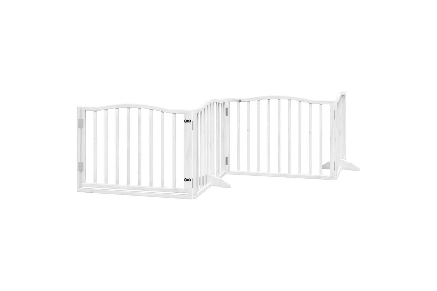Vidaxl Dog Gate With Door Foldable 4 Panels White 320 Cm Poplar Wood