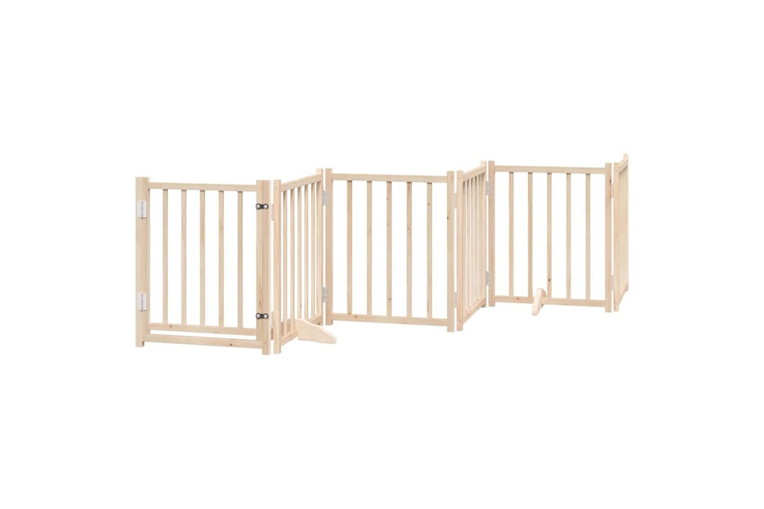 Vidaxl Dog Gate With Door Foldable 6 Panels 300 Cm Solid Wood Fir