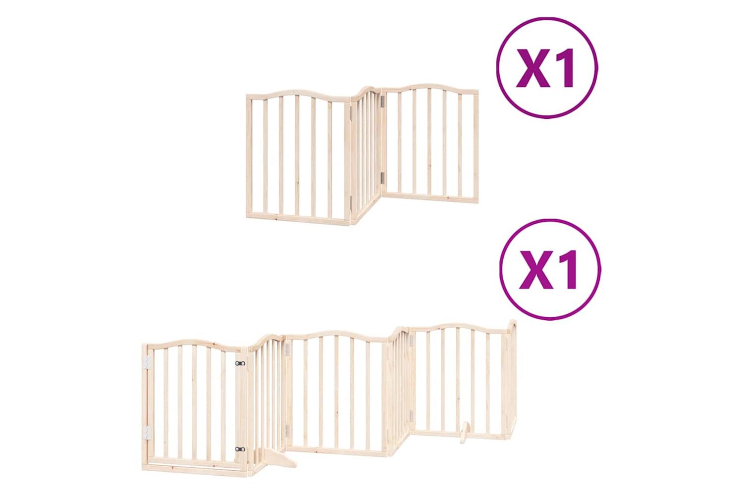 Vidaxl Dog Gate With Door Foldable 9 Panels 450 Cm Poplar Wood