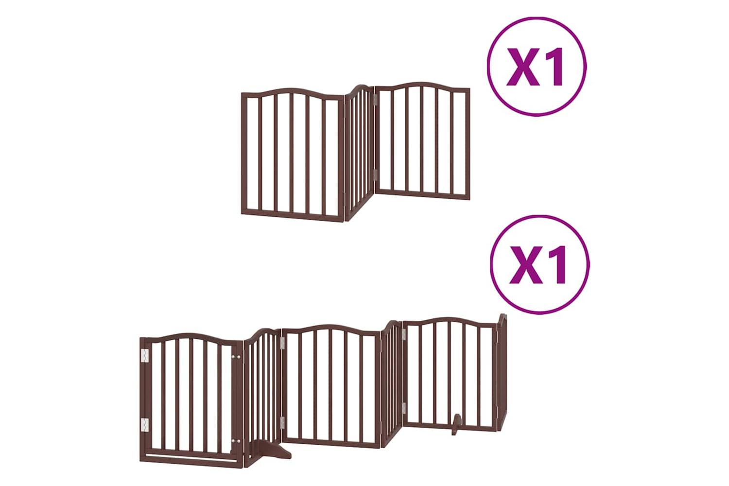 Vidaxl Dog Gate With Door Foldable 9 Panels Brown 450 Cm Poplar Wood