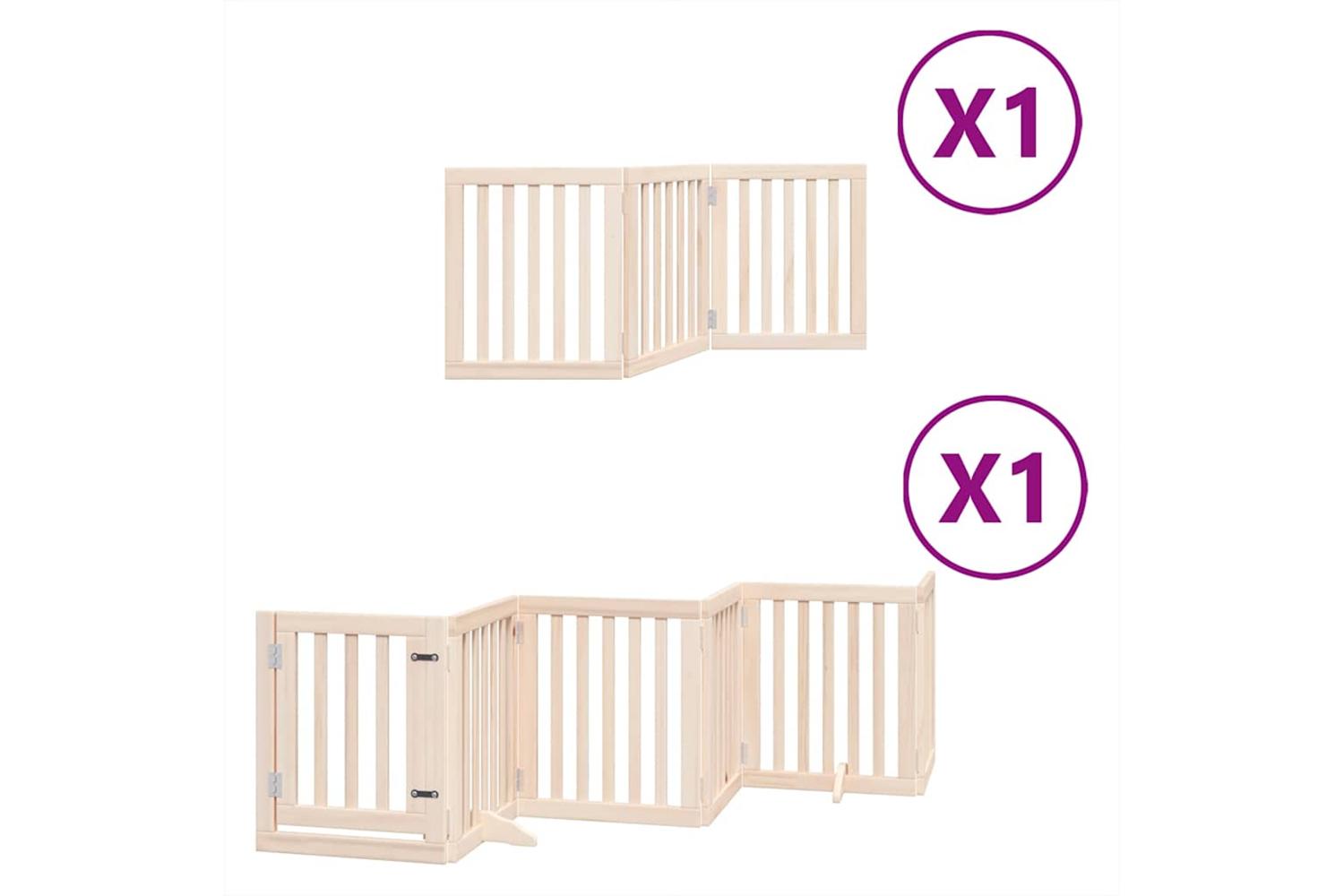 Vidaxl Dog Gate With Door Foldable 9 Panels 450 Cm Poplar Wood
