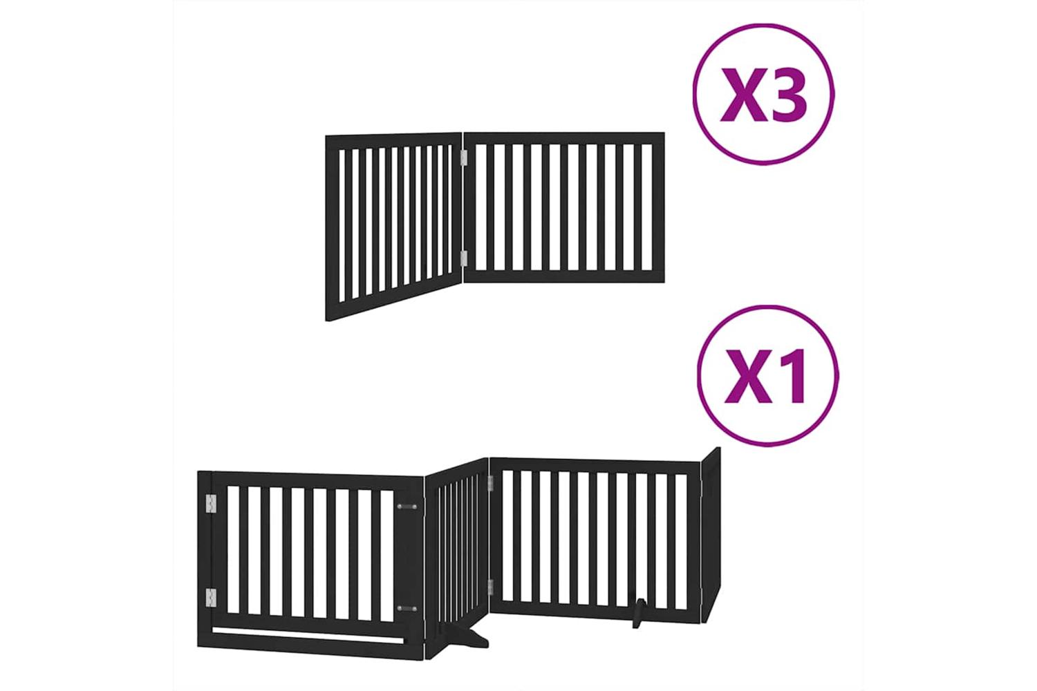 Vidaxl Dog Gate With Door Foldable 10 Panels Black 800 Cm Poplar Wood