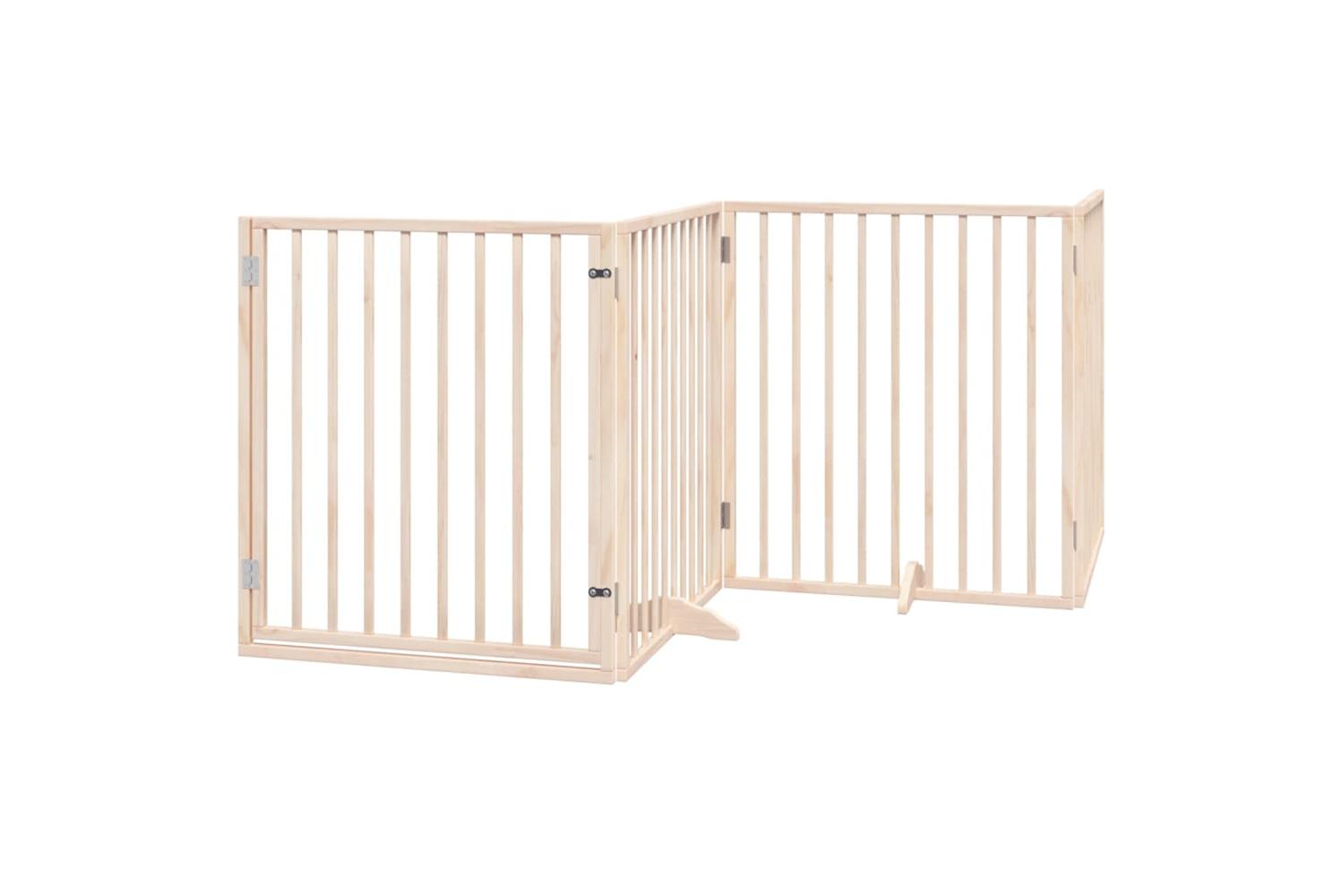 Vidaxl Dog Gate With Door Foldable 4 Panels 320 Cm Poplar Wood