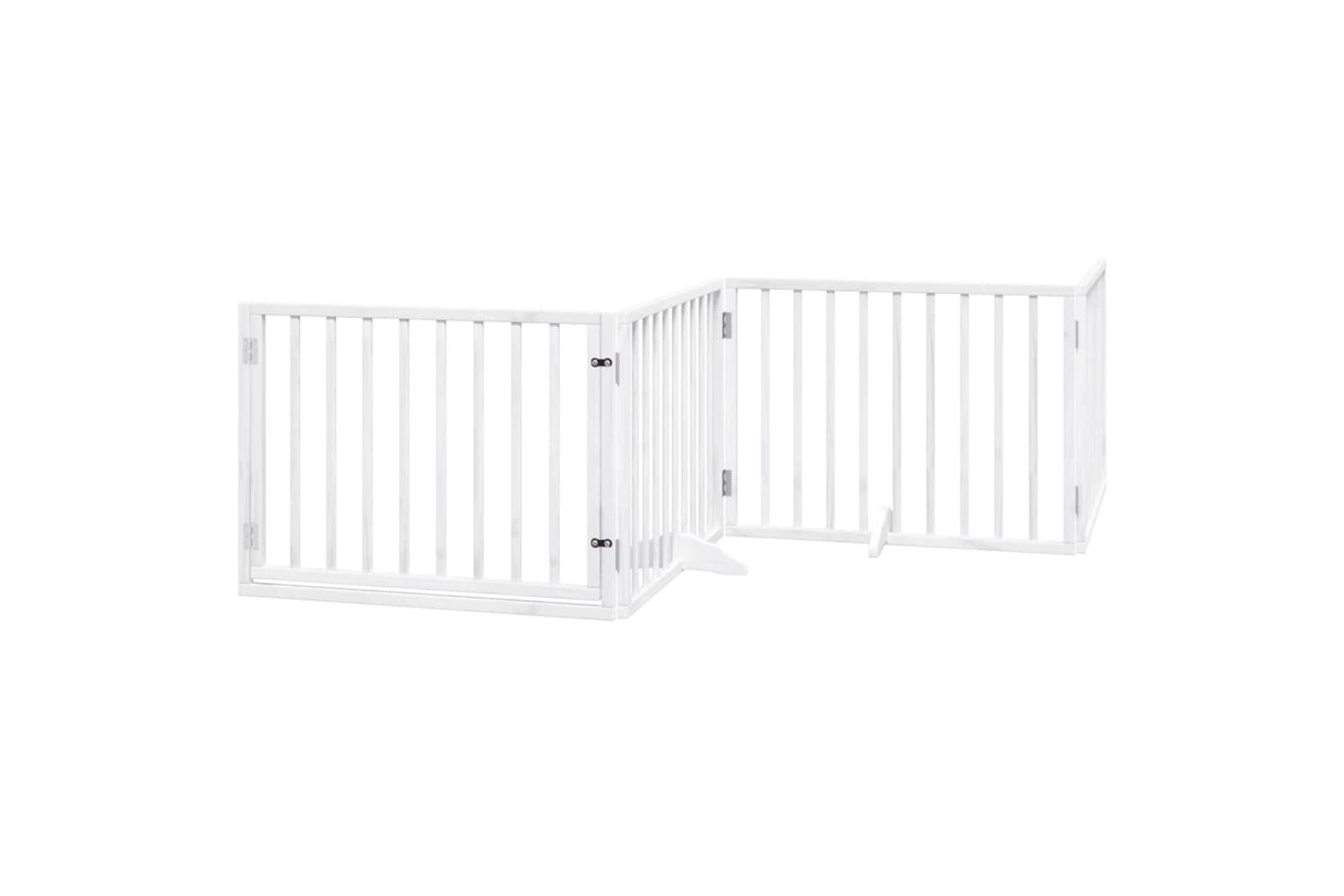 Vidaxl Dog Gate With Door Foldable 4 Panels White 320 Cm Poplar Wood