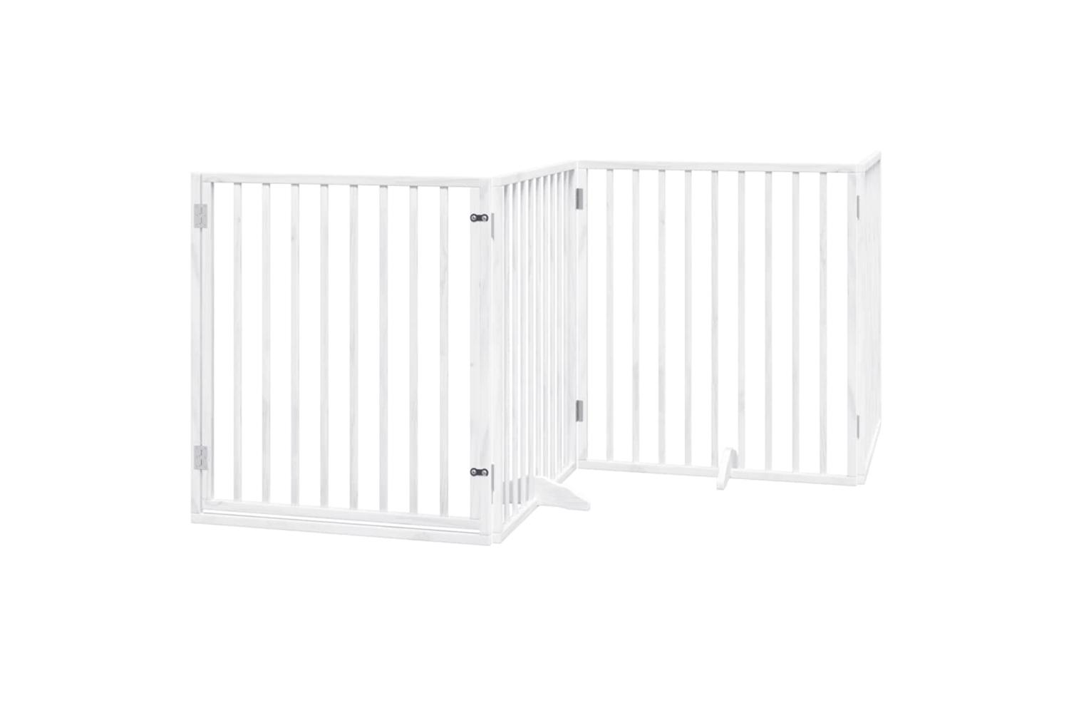Vidaxl Dog Gate With Door Foldable 4 Panels White 320 Cm Poplar Wood
