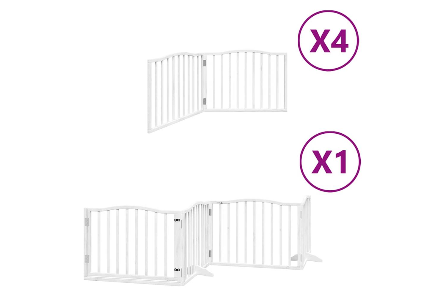 Vidaxl Dog Gate With Door Foldable 12 Panels White 960 Cm Poplar Wood