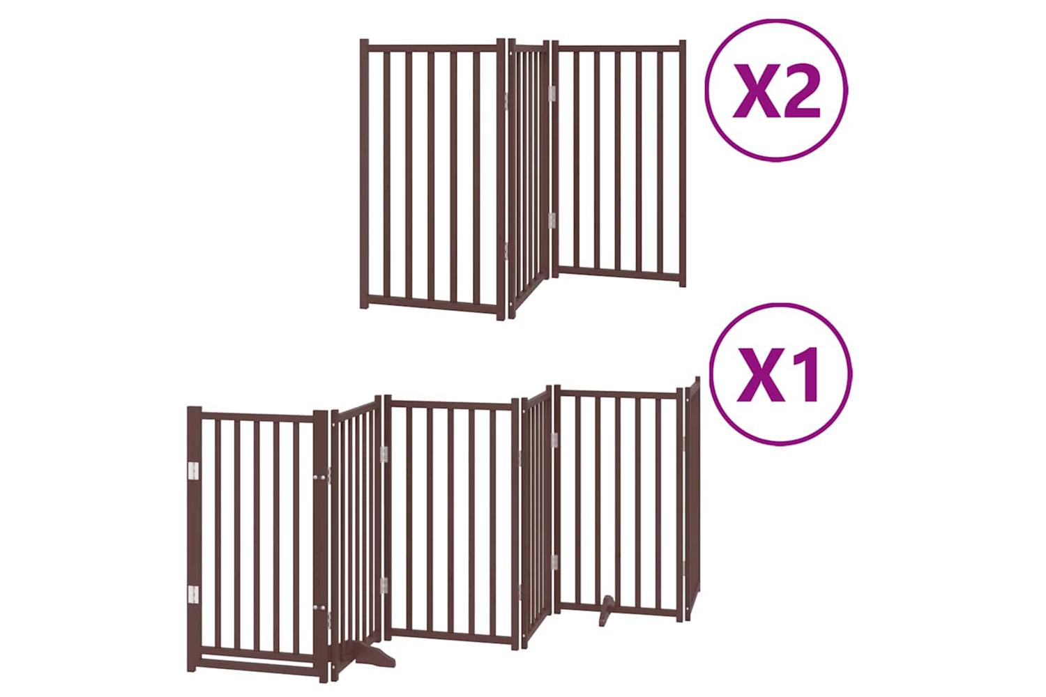 Vidaxl Dog Gate With Door Foldable 12 Panels Brown 600 Cm Poplar Wood