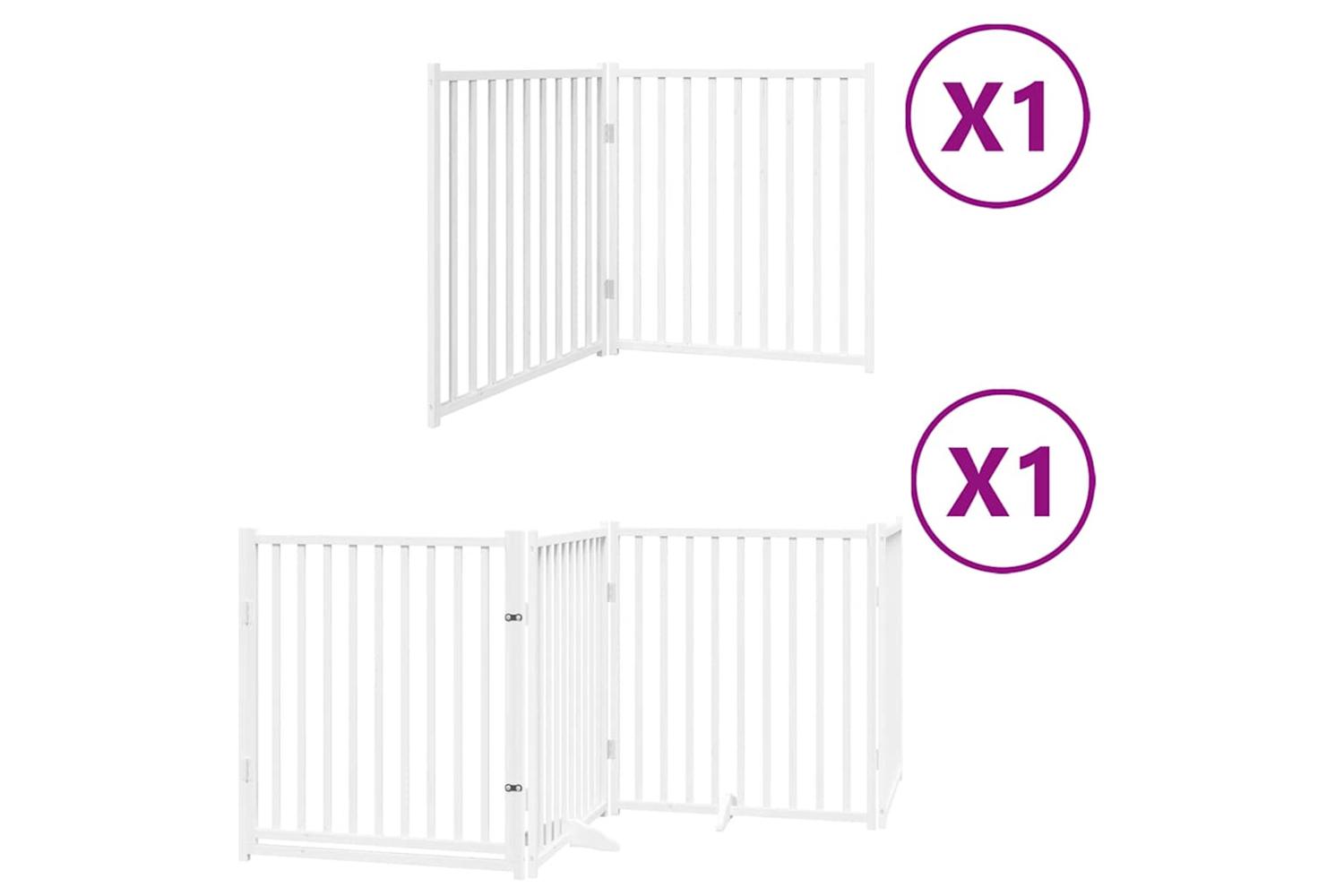 Vidaxl Dog Gate With Door Foldable 6 Panels White 480 Cm Poplar Wood