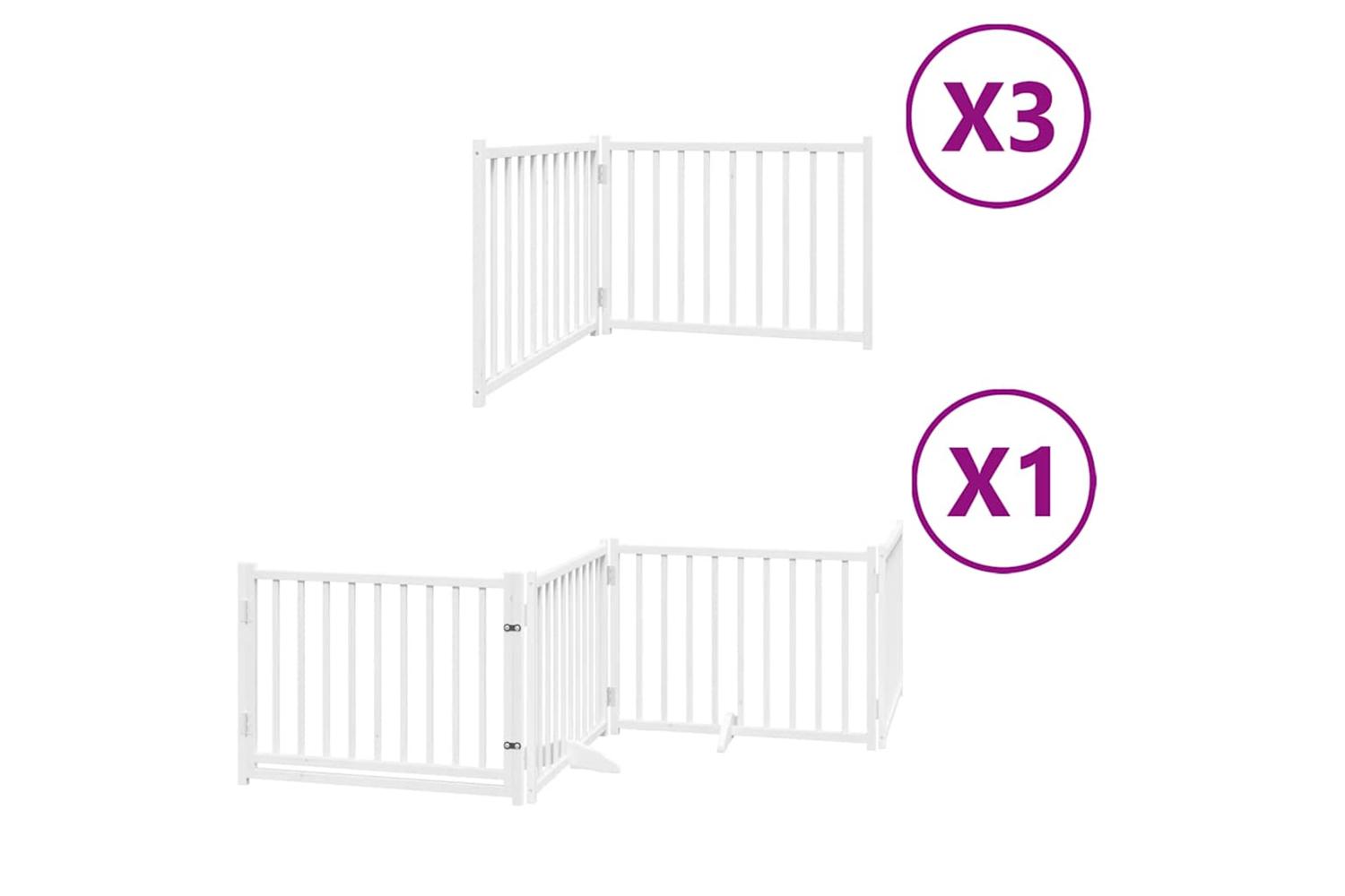 Vidaxl Dog Gate With Door Foldable 10 Panels White 800 Cm Poplar Wood