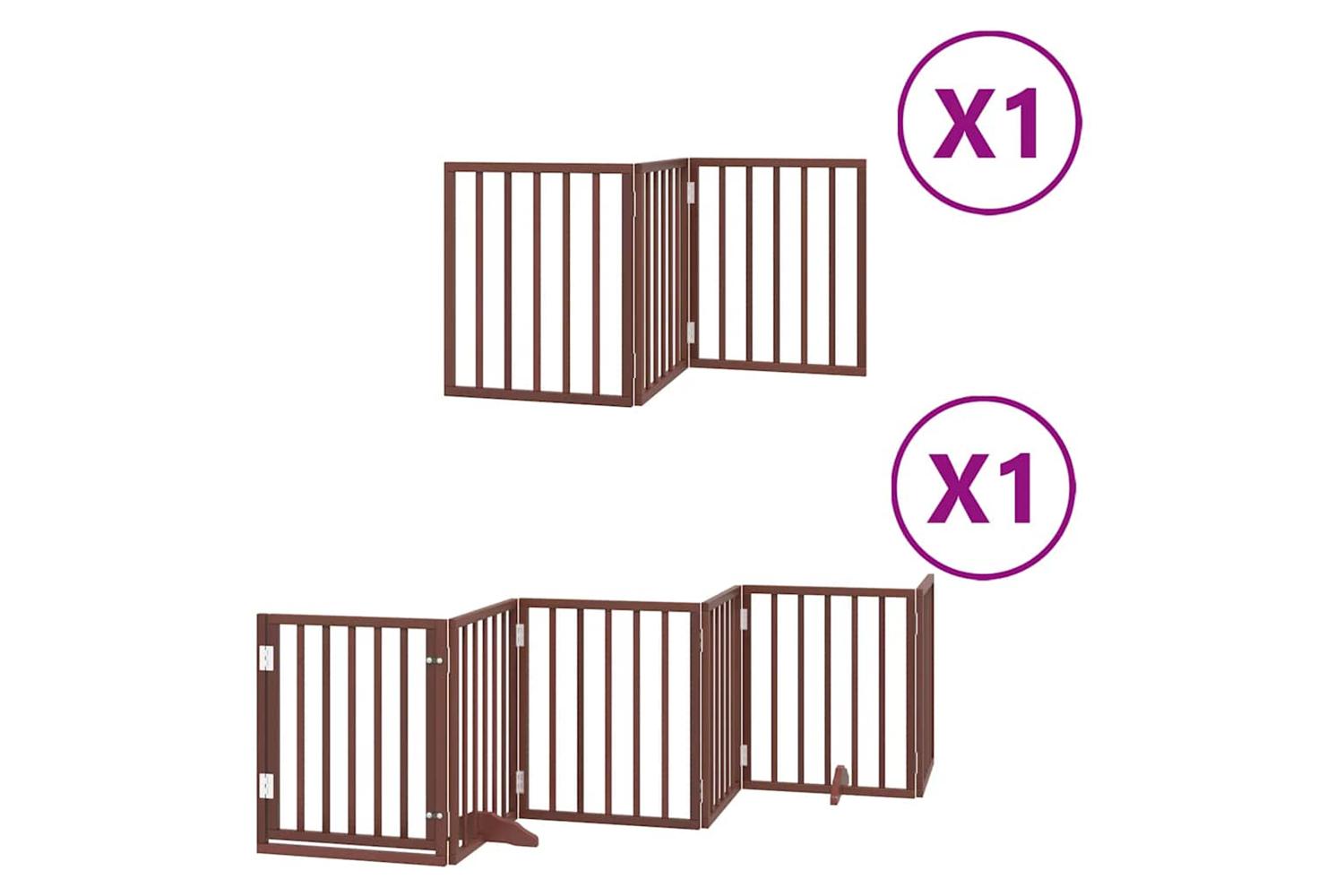 Vidaxl Dog Gate With Door Foldable 9 Panels Brown 450 Cm Poplar Wood