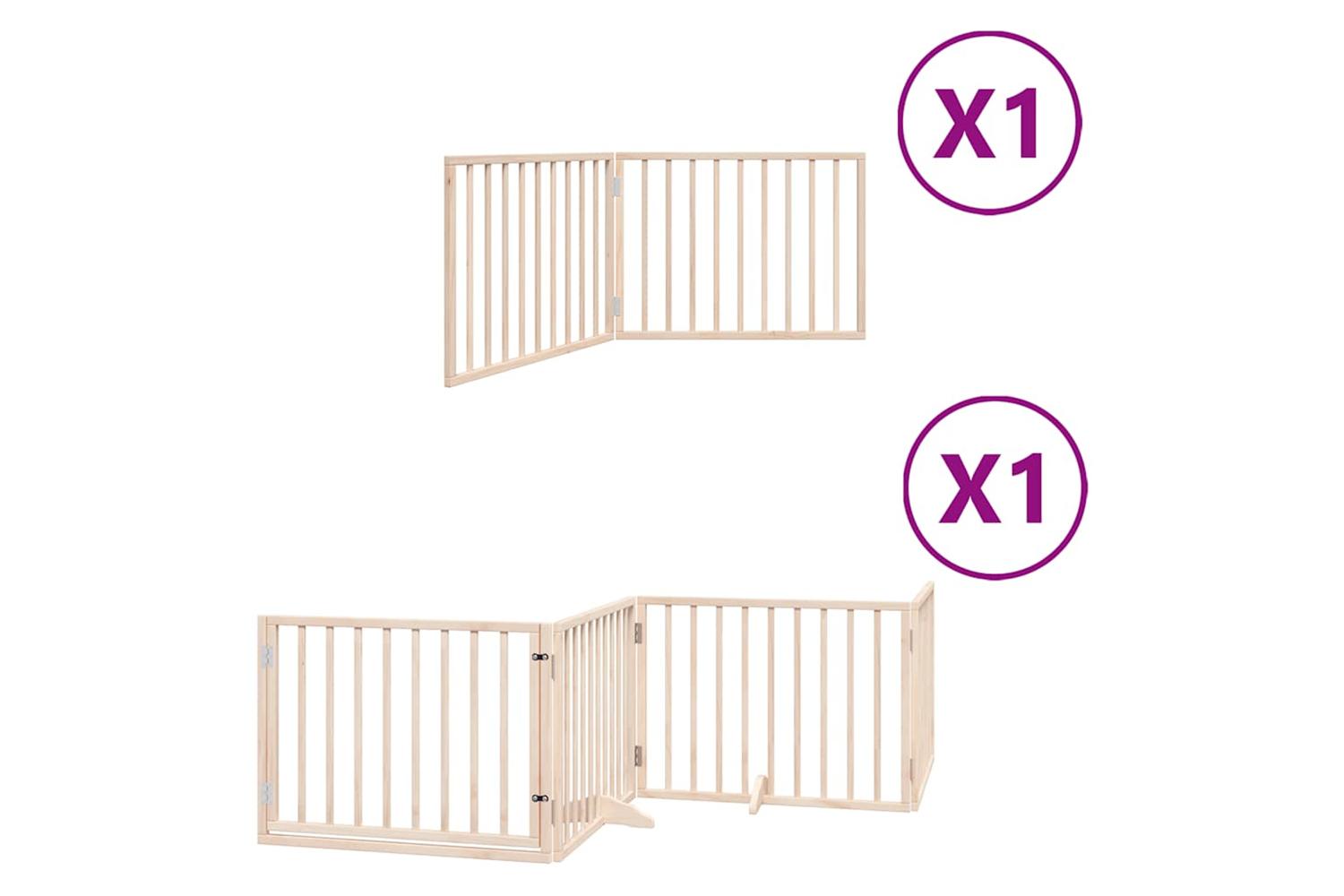 Vidaxl Dog Gate With Door Foldable 6 Panels 480 Cm Poplar Wood