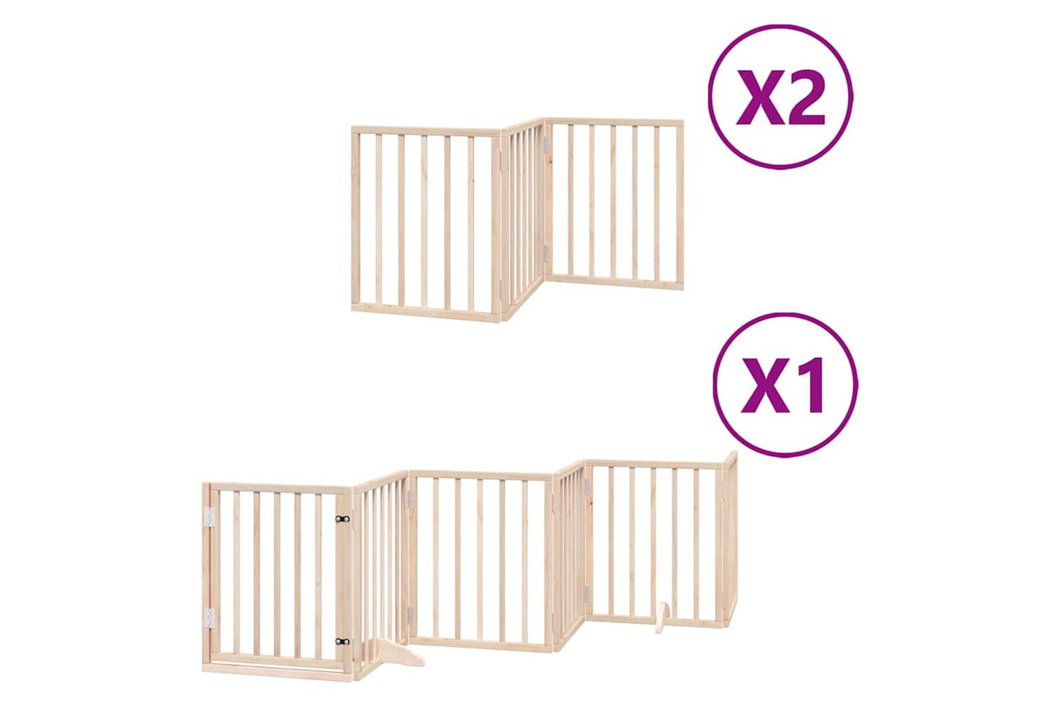 Vidaxl Dog Gate With Door Foldable 12 Panels 600 Cm Poplar Wood