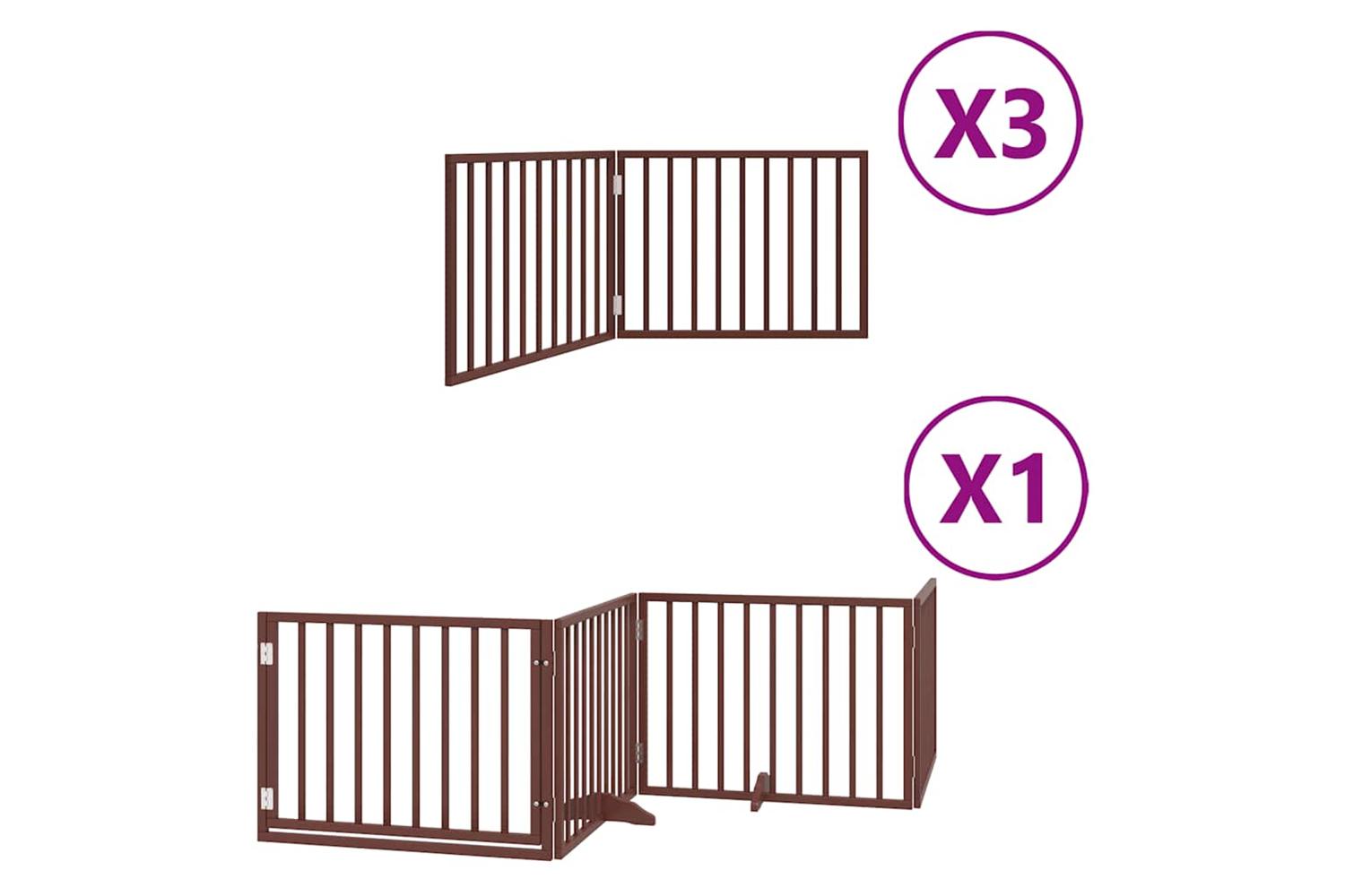 Vidaxl Dog Gate With Door Foldable 10 Panels Brown 800 Cm Poplar Wood