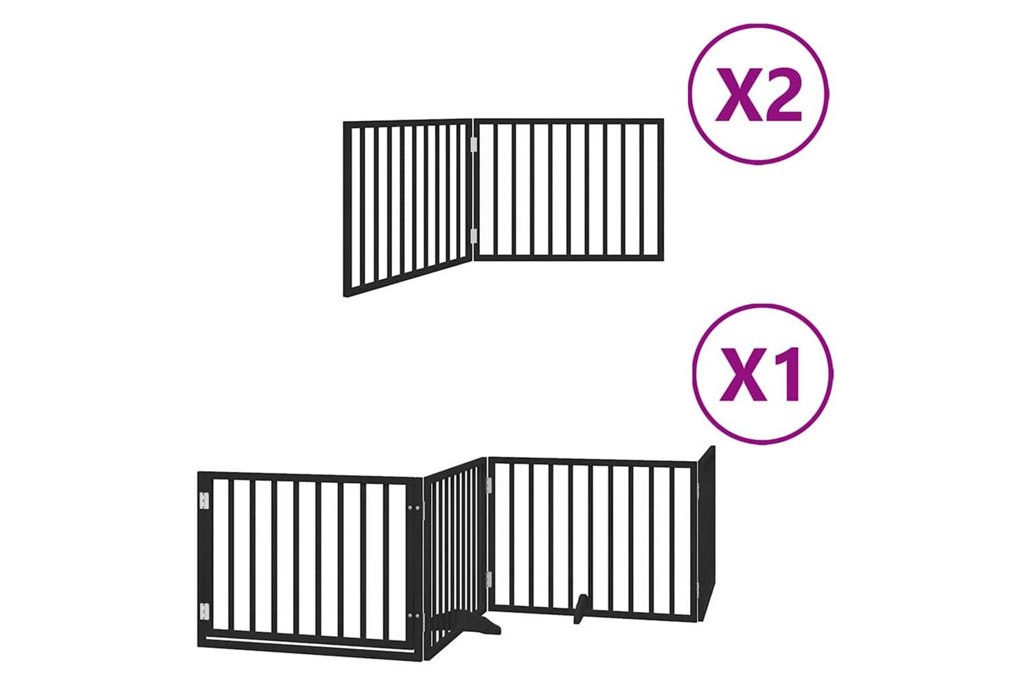 Vidaxl Dog Gate With Door Foldable 8 Panels Black 640 Cm Poplar Wood