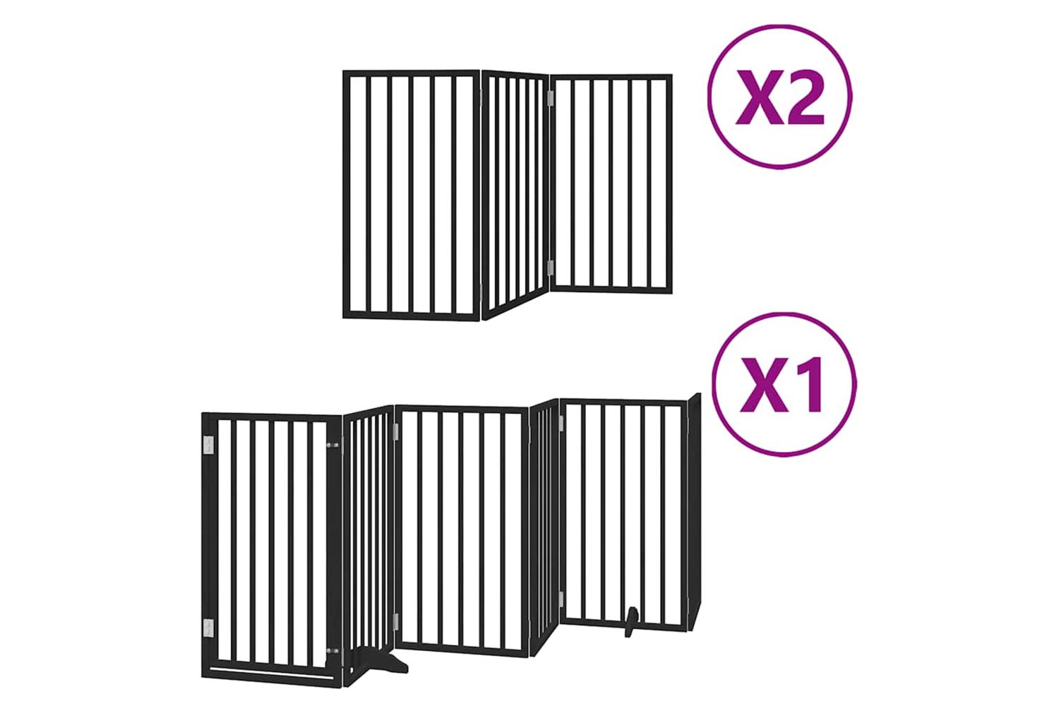 Vidaxl Dog Gate With Door Foldable 12 Panels Black 600 Cm Poplar Wood