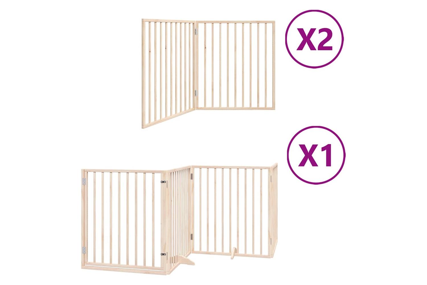 Vidaxl Dog Gate With Door Foldable 8 Panels 640 Cm Poplar Wood