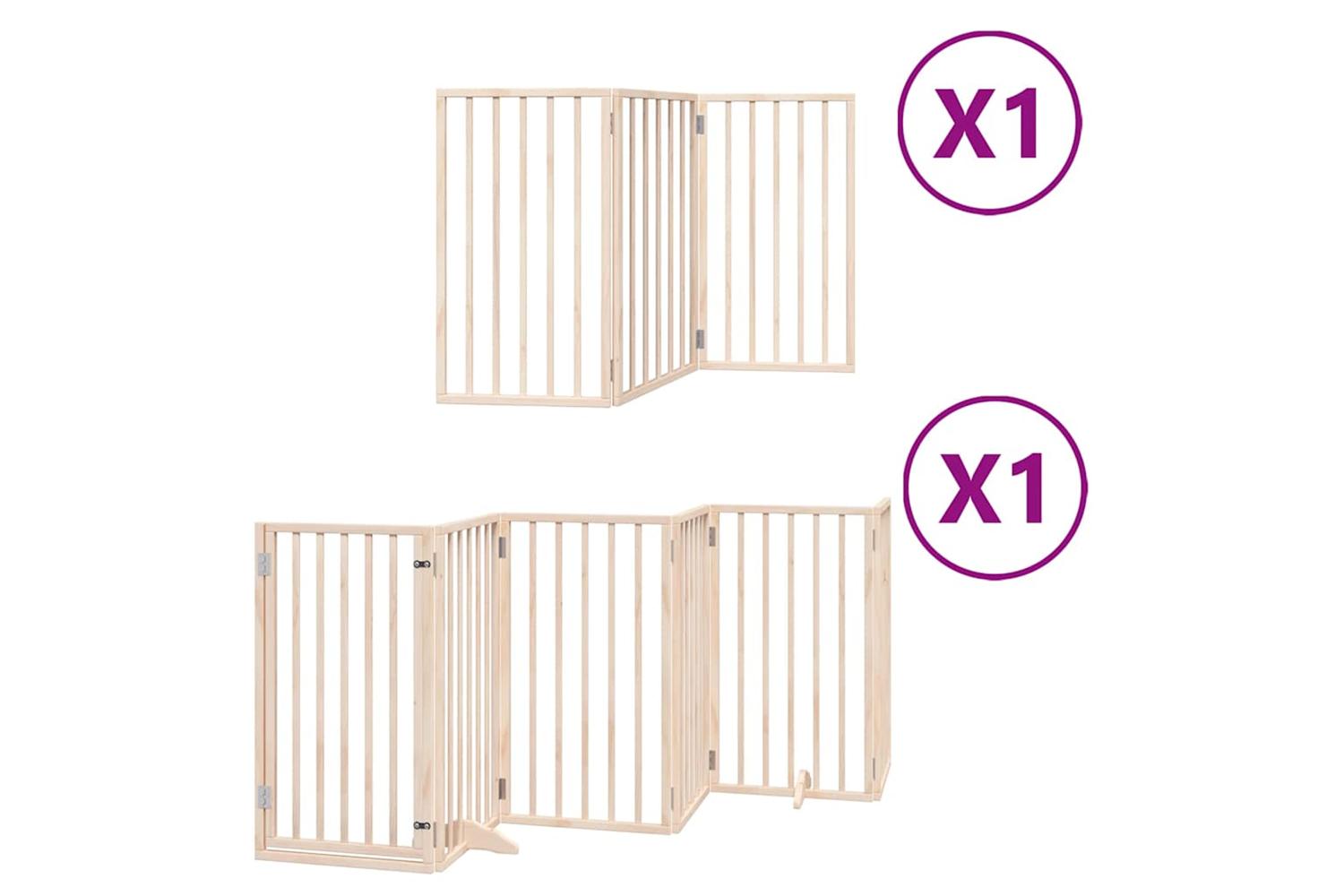 Vidaxl Dog Gate With Door Foldable 9 Panels 450 Cm Poplar Wood