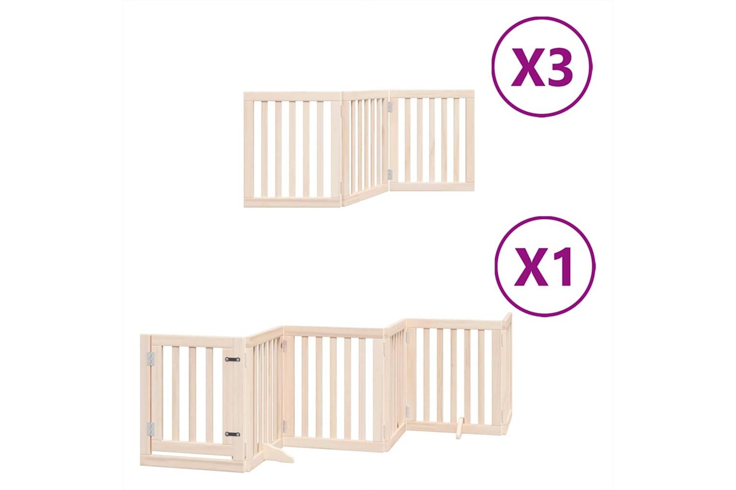 Vidaxl Dog Gate With Door Foldable 15 Panels 750 Cm Poplar Wood