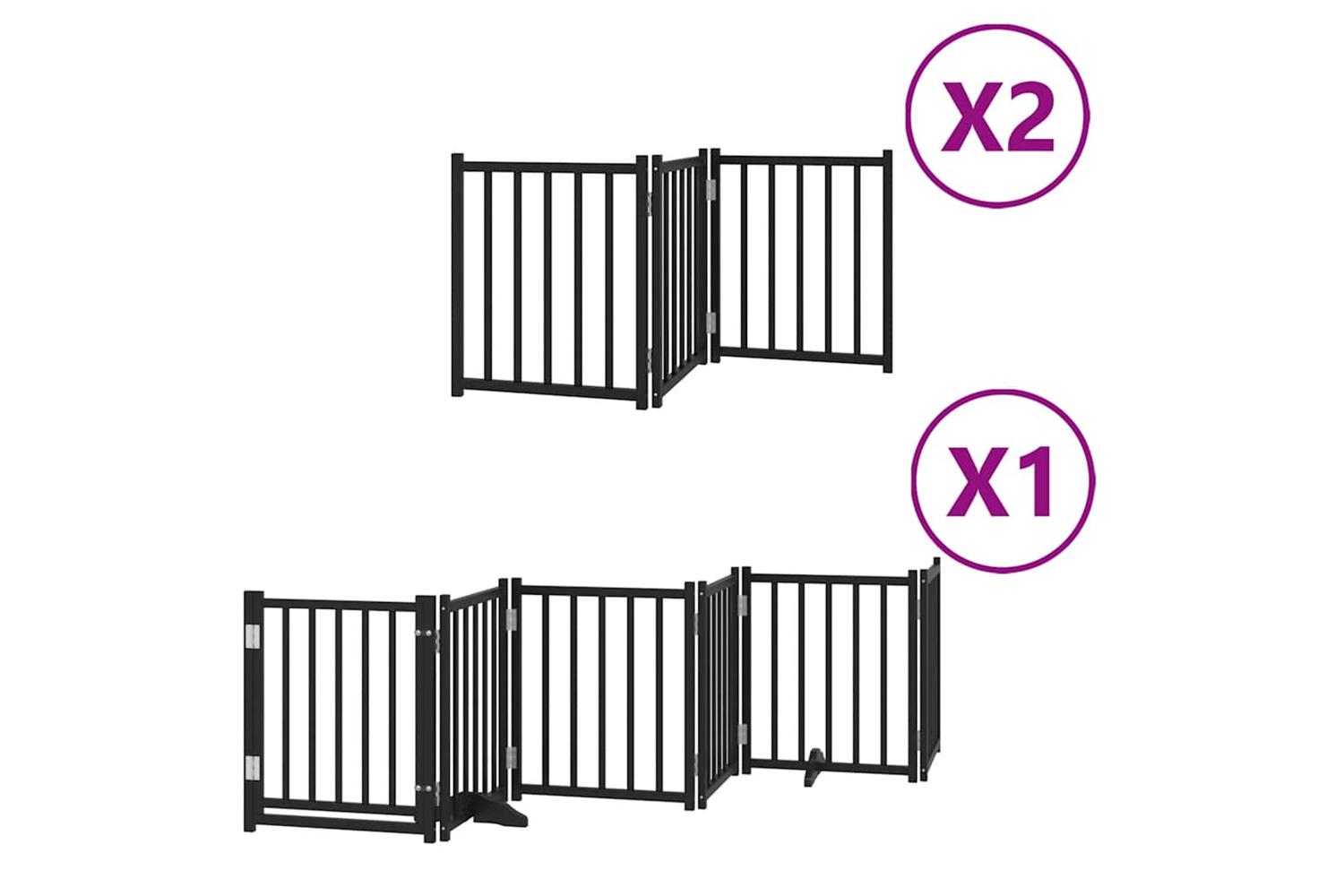 Vidaxl Dog Gate With Door Foldable 12 Panels Black 600 Cm Poplar Wood