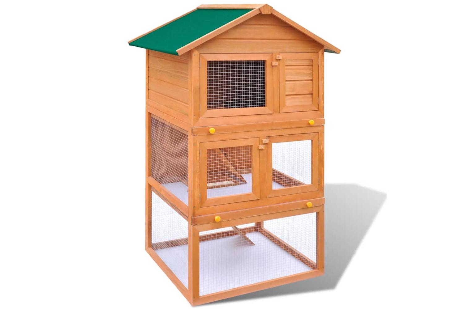 Vidaxl Outdoor Rabbit Hutch Wooden Cage 3 Layers