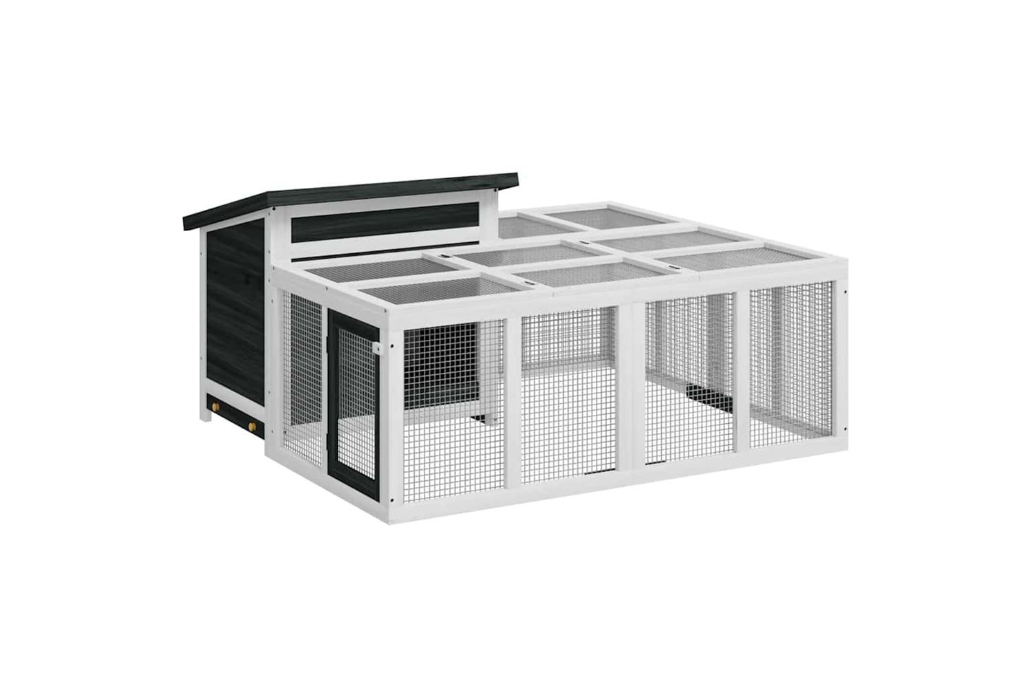 Vidaxl Rabbit Hutch Grey 144x123x675 Cm Solid Wood Pine