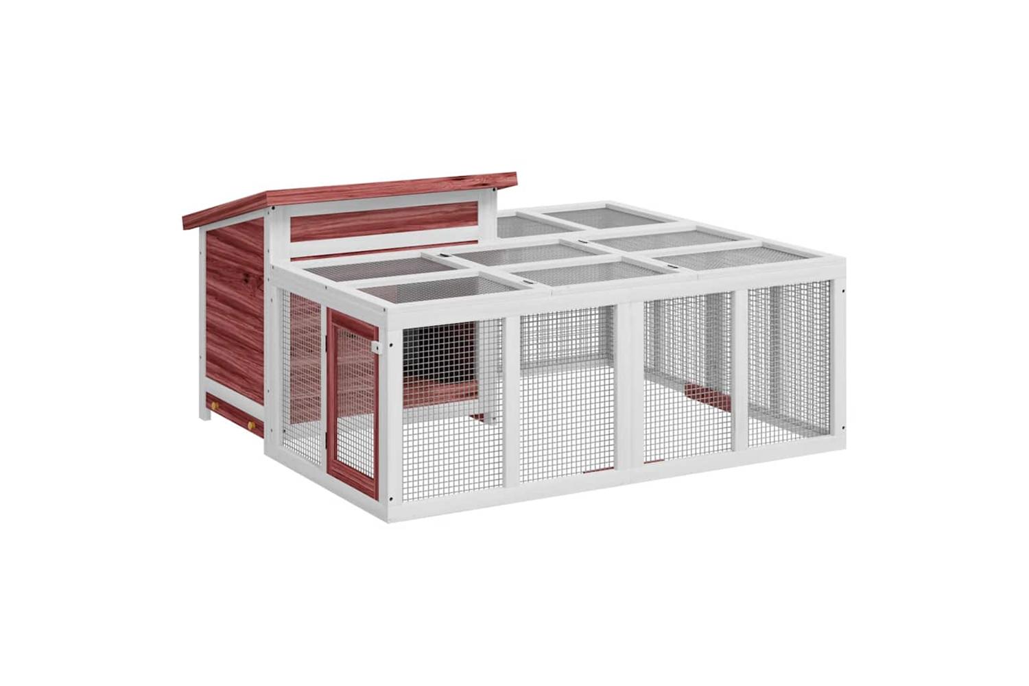Vidaxl Rabbit Hutch Mocha 144x123x675 Cm Solid Wood Pine