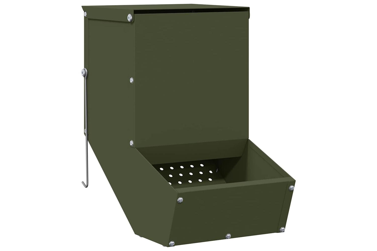 Vidaxl Rabbit Feeder Olive Green 175 X 26 X 285 Cm Cold-rolled Steel
