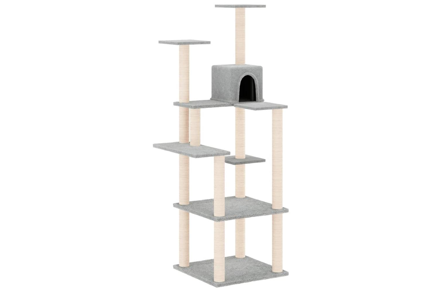 Vidaxl Cat Tree With Sisal Scratching Posts Light Grey 153 Cm