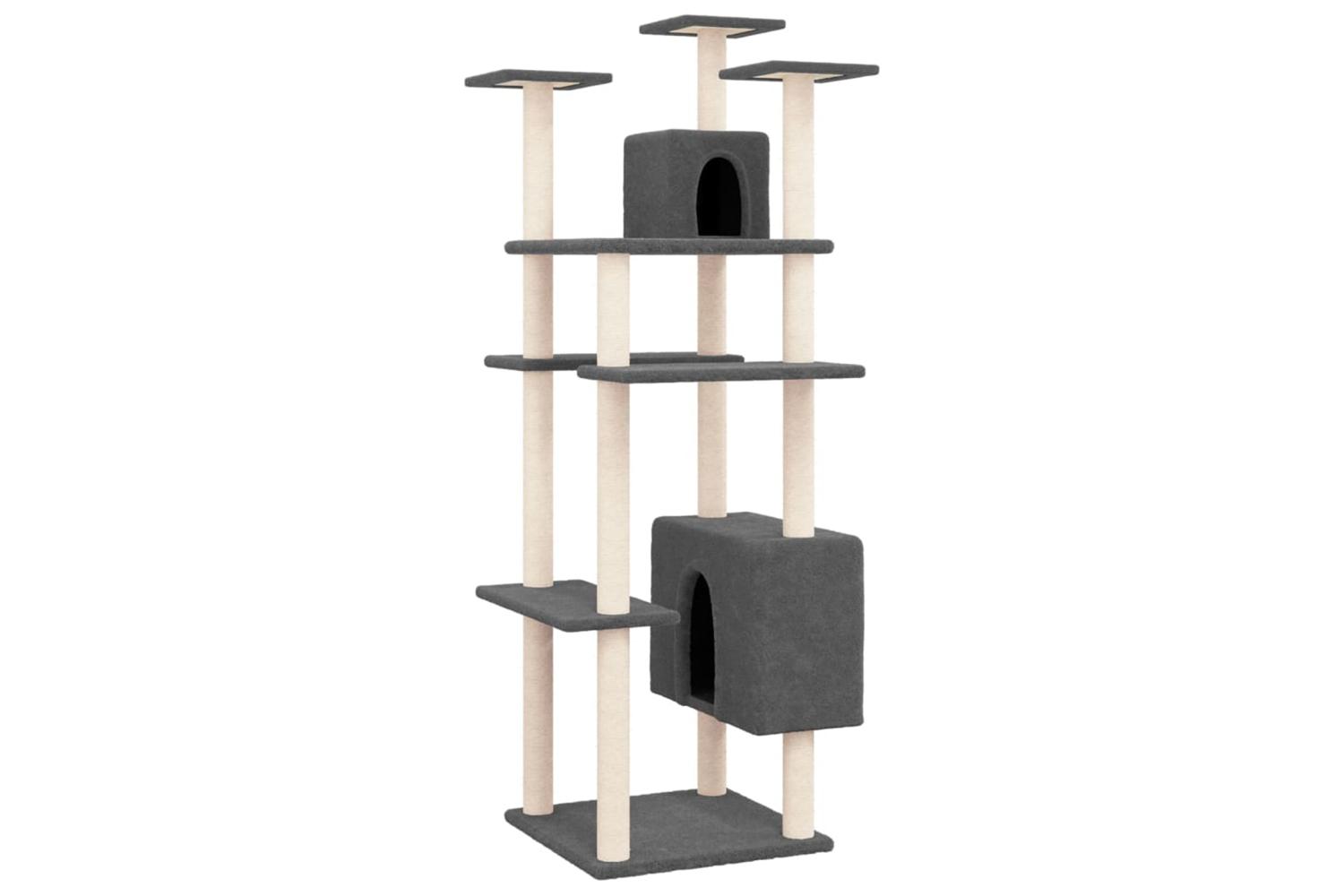 Vidaxl Cat Tree With Sisal Scratching Posts Dark Grey 162 Cm