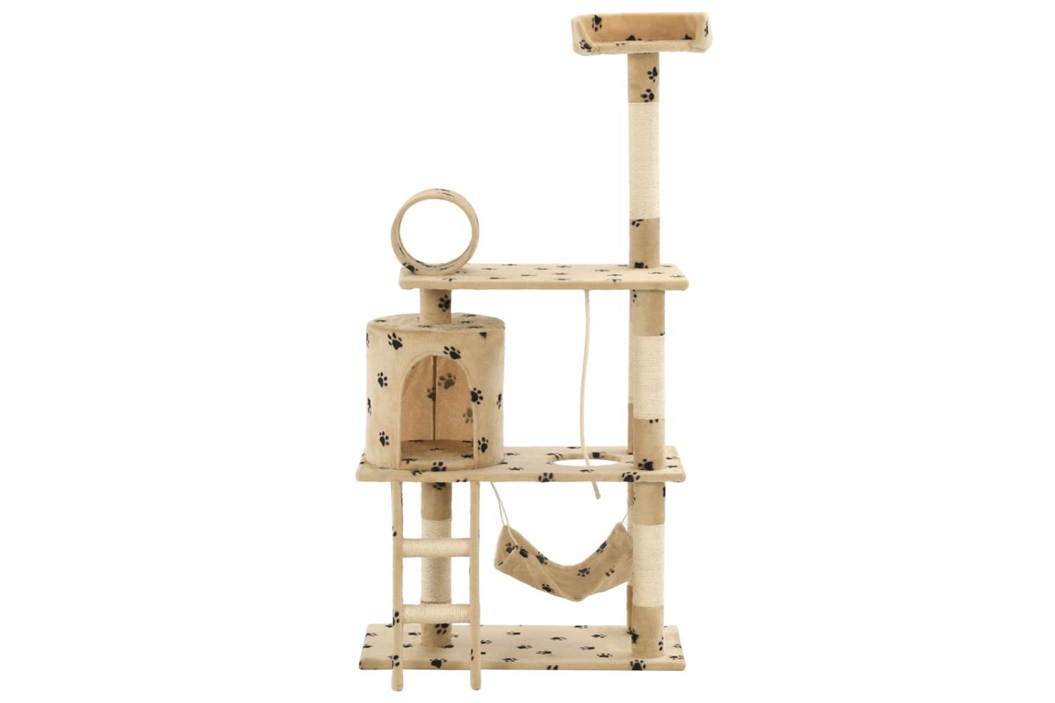 Vidaxl Cat Tree With Sisal Scratching Posts 140 Cm Beige Paw Prints