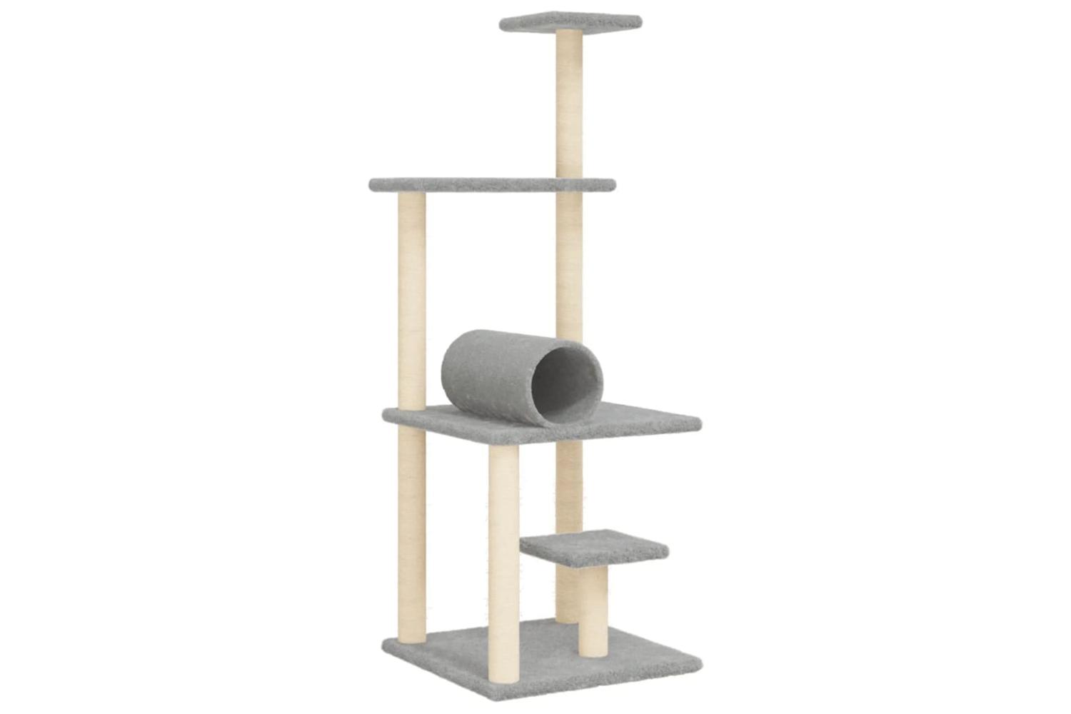 Vidaxl Cat Tree With Sisal Scratching Posts Light Grey 136 Cm