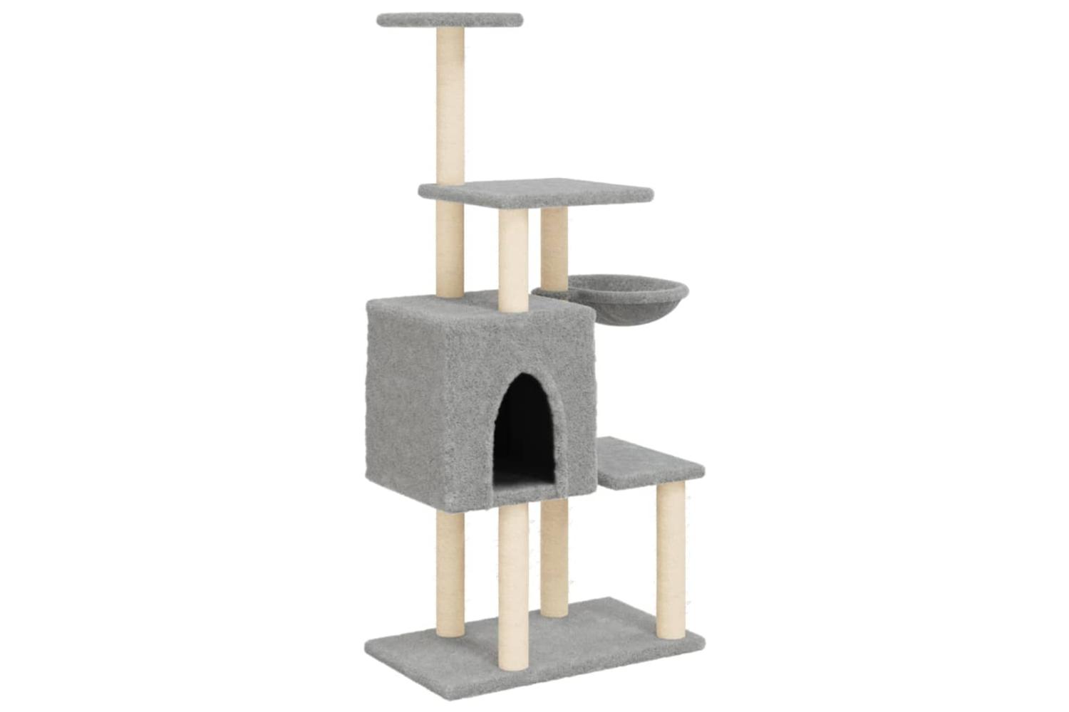 Vidaxl Cat Tree With Sisal Scratching Posts Light Grey 131 Cm