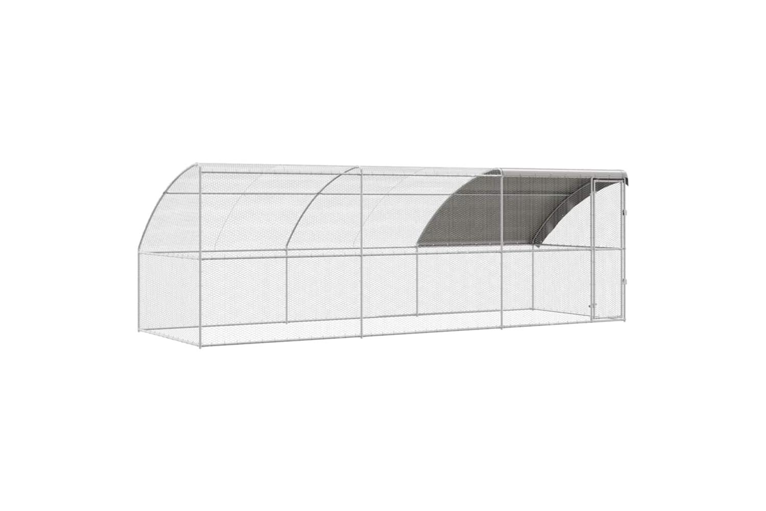 Vidaxl Chicken Cage 3 Pcs Silver 600 X 200 X 200 Cm Steel And Pe