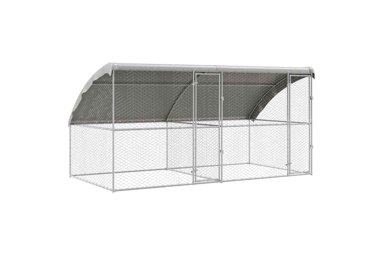 Vidaxl Dog Kennel With Storage 2 Pcs Silver 4 X 2 X 2 M Steel